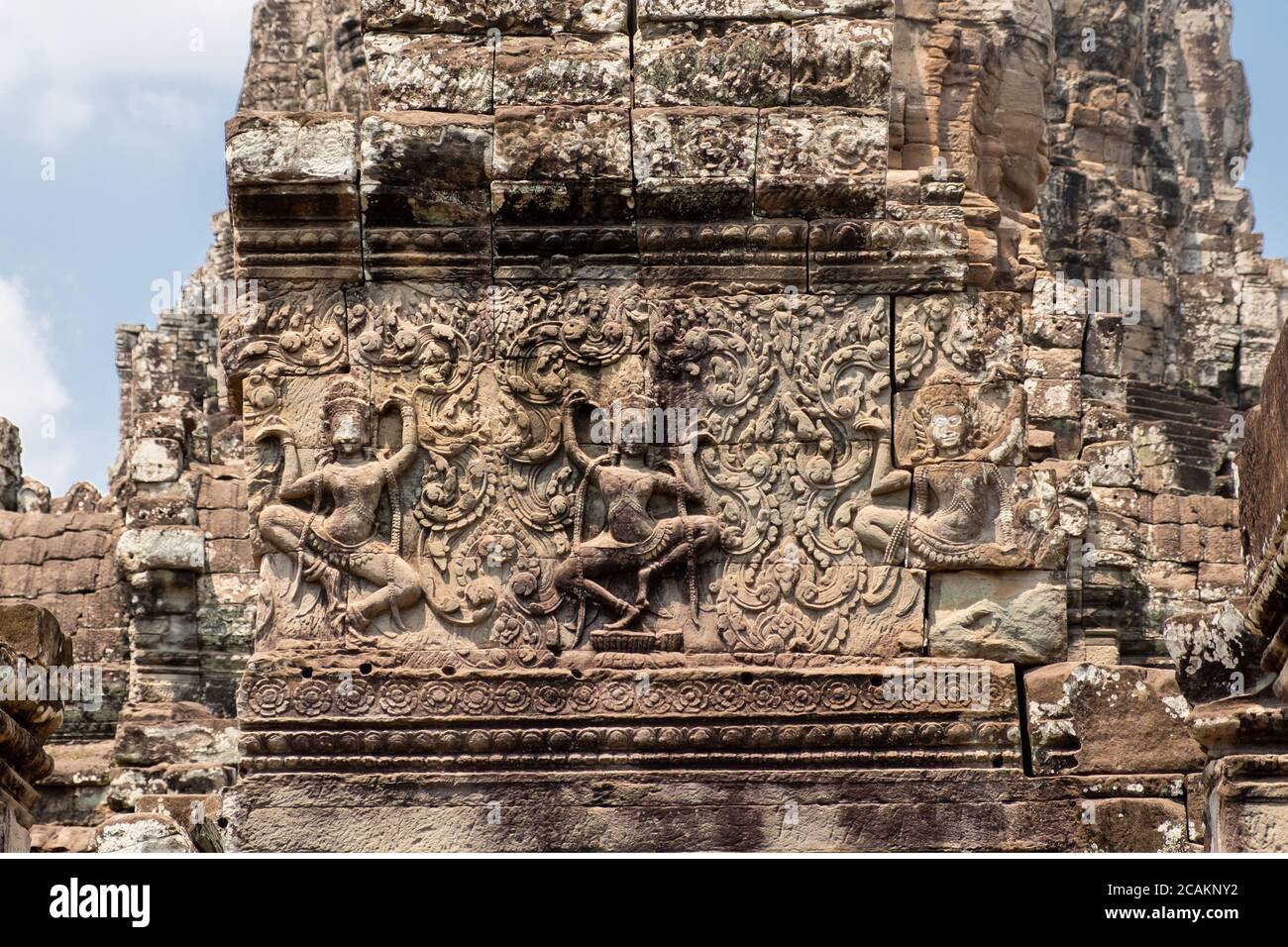 Le temple Bayon, Angkor Thom, Siem Reap, Cambodge Banque D'Images