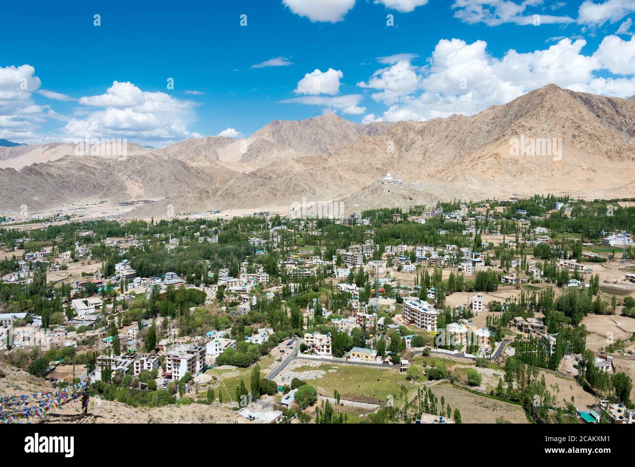 Ladakh, Inde - magnifique vue panoramique depuis le monastère de Namgyal Tsemo (Namgyal Tsemo Gompa) à Leh, Ladakh, Jammu et Cachemire, Inde. Banque D'Images