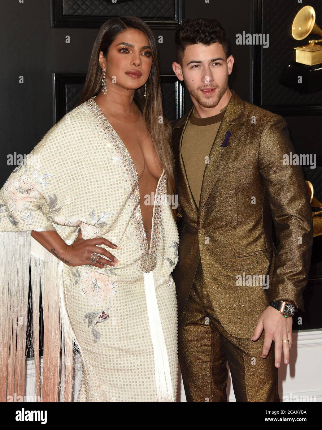 LOS ANGELES - 26 JANVIER : Priyanka Chopra, Nick Jonas au 62e Grammy Awards au Staples Center le 26 janvier 2020 à Los Angeles, Californie Banque D'Images