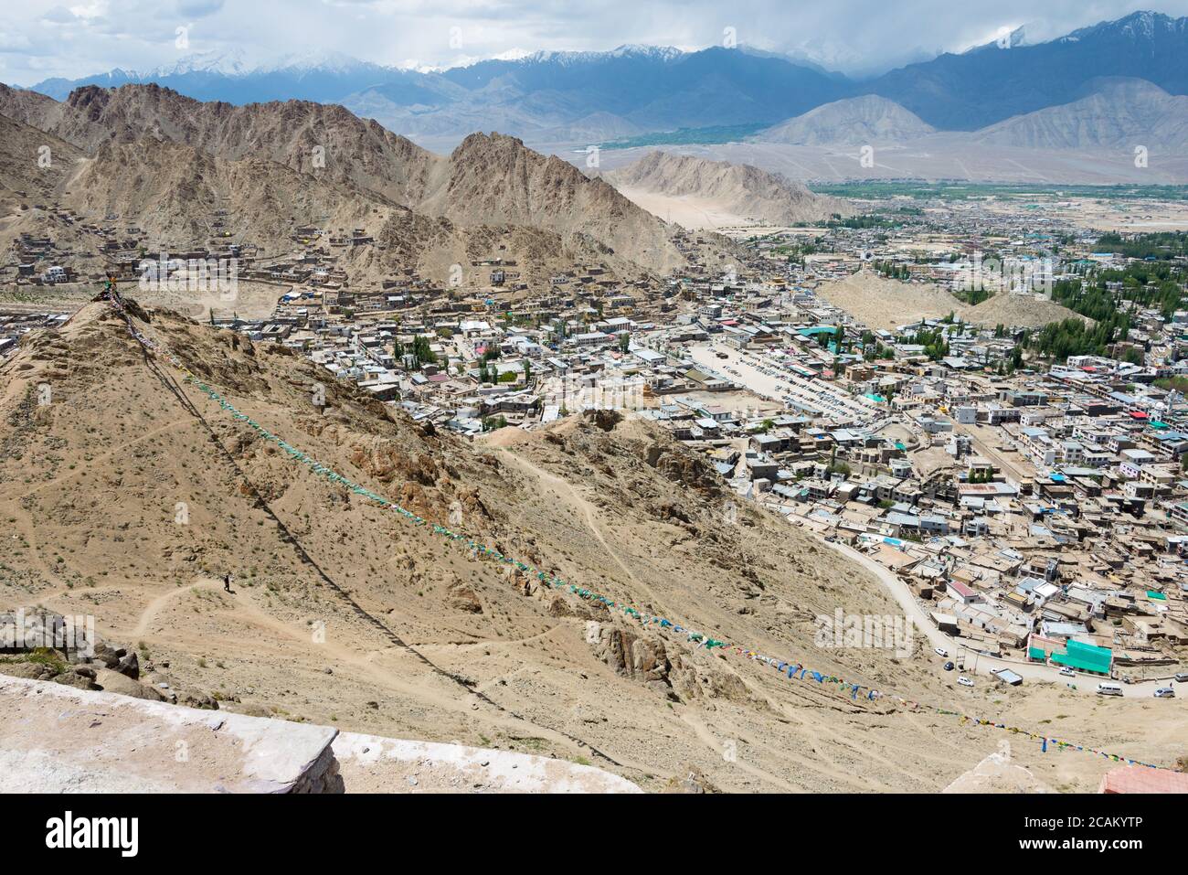 Ladakh, Inde - magnifique vue panoramique depuis le monastère de Namgyal Tsemo (Namgyal Tsemo Gompa) à Leh, Ladakh, Jammu et Cachemire, Inde. Banque D'Images