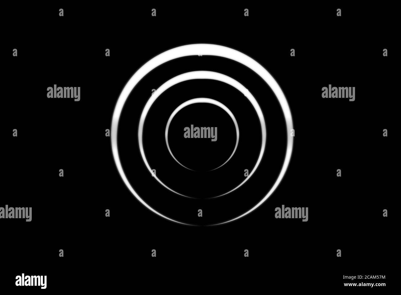 Spirale blanche avec anneau circulaire sur fond noir, arrière-plan abstrait Banque D'Images