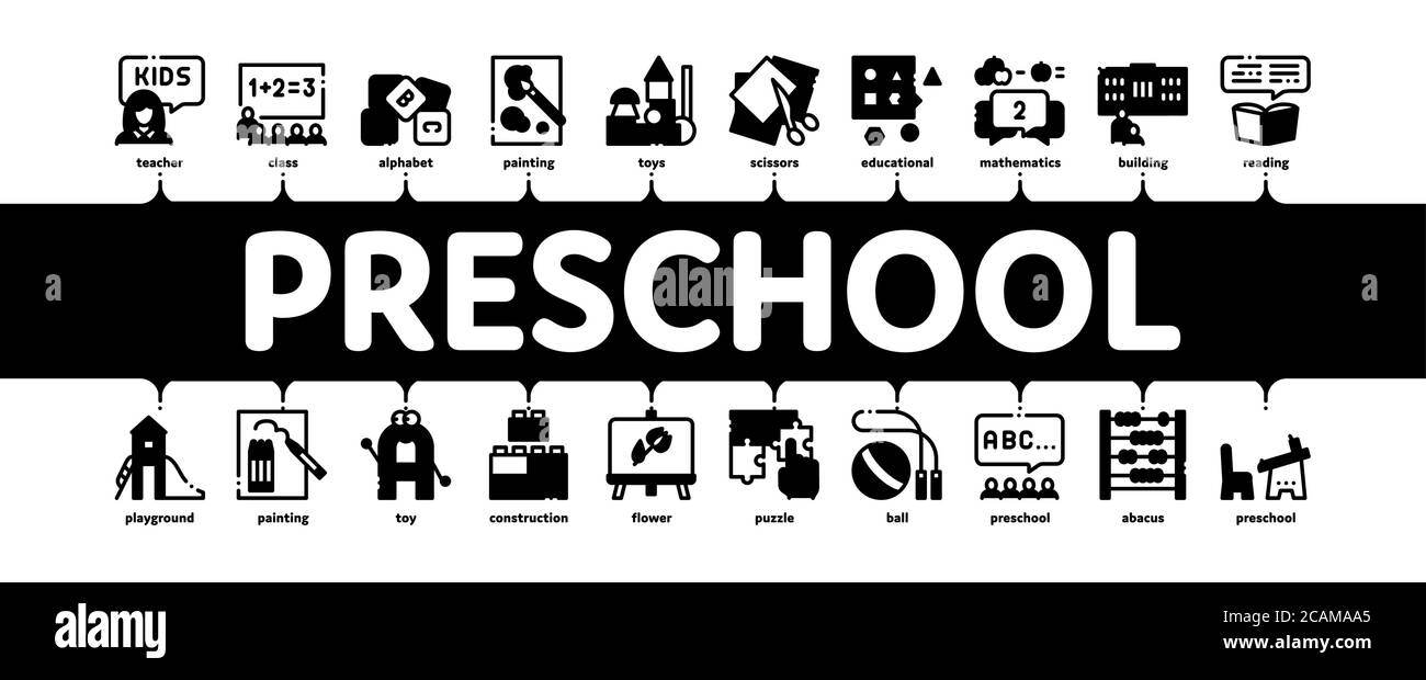 Education préscolaire - vecteur de bannière Infographique minimal Illustration de Vecteur