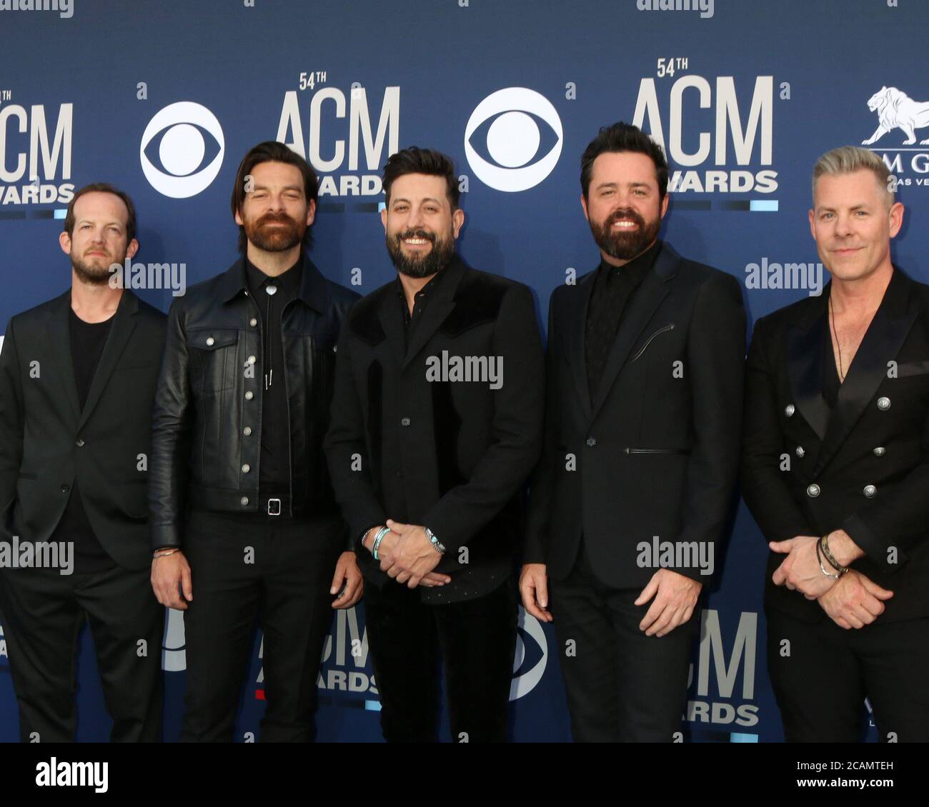 LAS VEGAS - 7 avril : Whit Sellers, Geoff sprung, Matthew Ramsey, Brad Tursi, Trevor Rosen, Old Dominion au 54ème Academy of Country Music Awards à la MGM Grand Garden Arena le 7 avril 2019 à Las Vegas, Nevada Banque D'Images