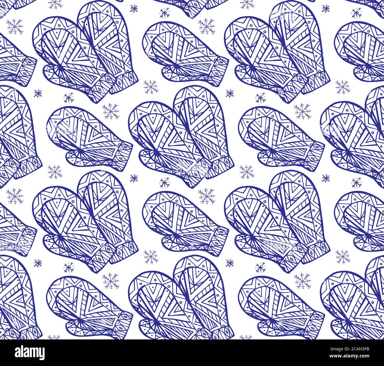 Texture sans couture avec le contour des moufles d'hiver avec motif boho. Fond vectoriel pour votre créativité Illustration de Vecteur