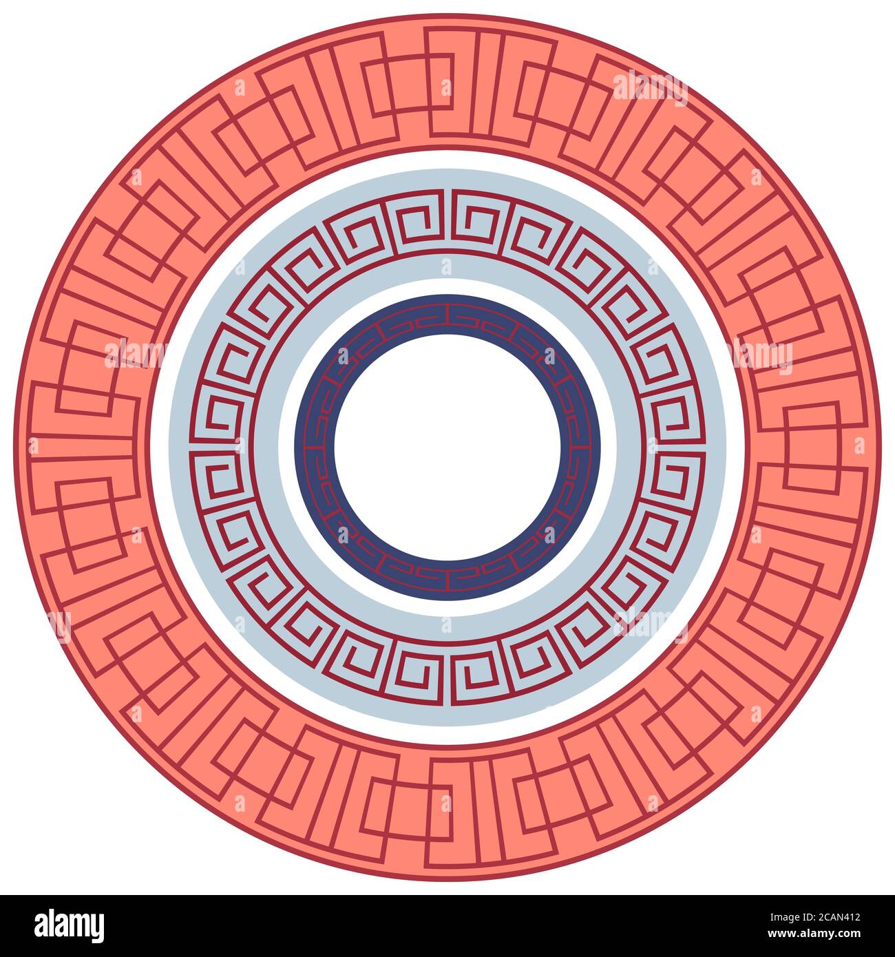Ensemble de cadres ronds avec un motif grec. Elément vectoriel pour la conception de cartes, d'invitations et de votre dessin Illustration de Vecteur