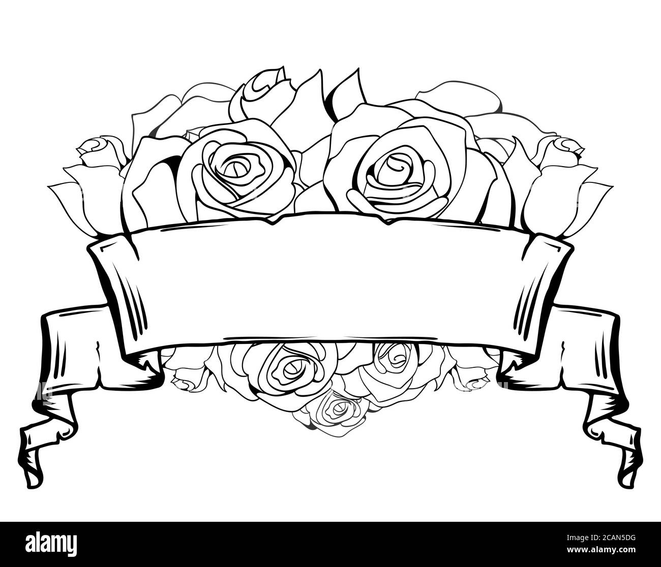 Illustration de roses et de vieux rouleau. Élément vectoriel pour croquis de tatouage, imprimé sur un T-shirt et votre créativité. Illustration de Vecteur