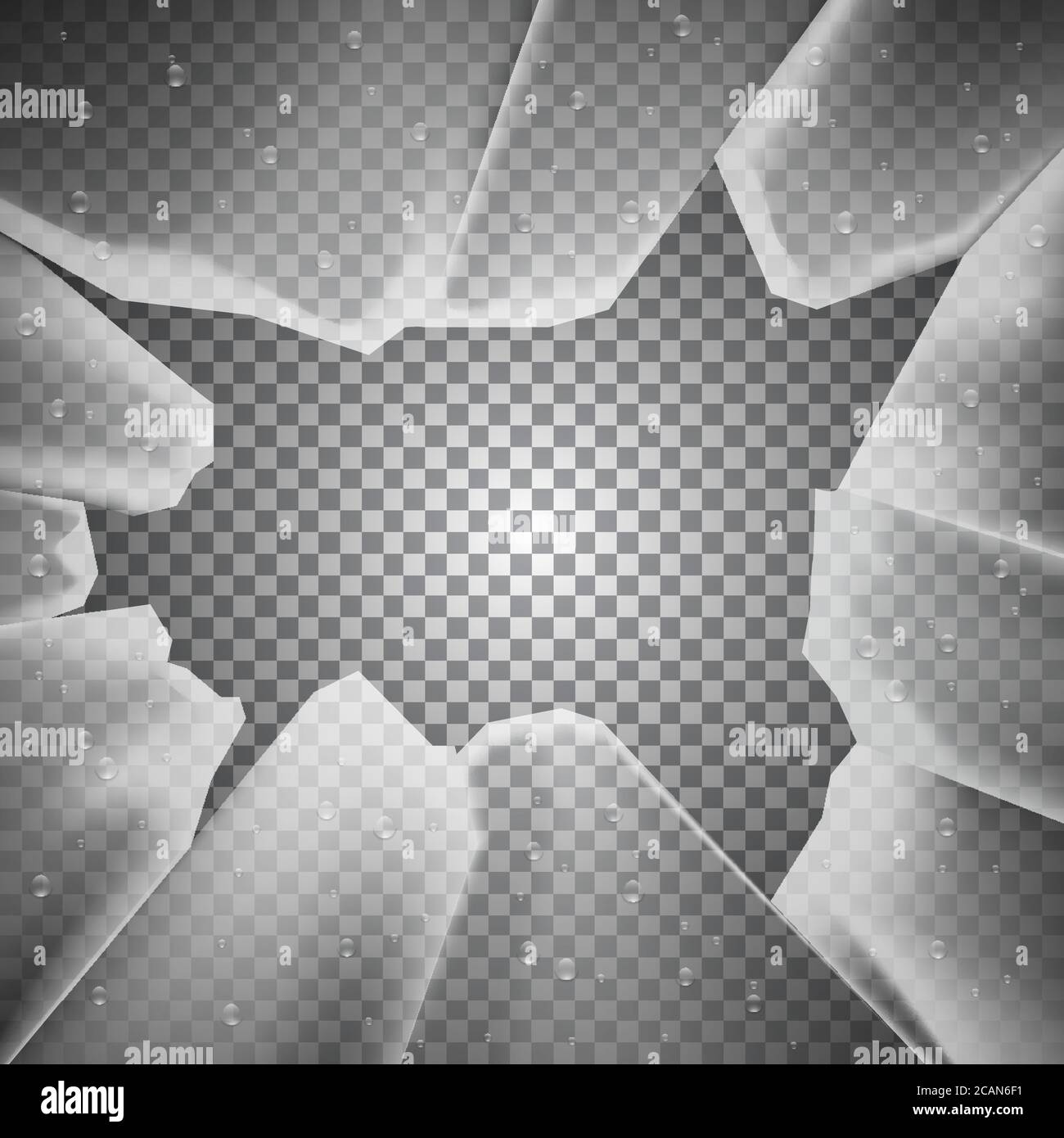 Illustration vectorielle d'un verre cassé transparent avec gouttes d'eau. Illustration de Vecteur