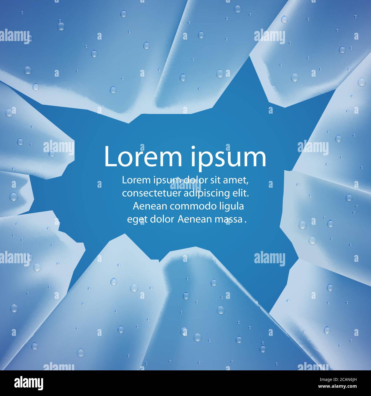 Illustration vectorielle avec un cassé en fragments verre transparent, gouttes d'eau et place pour le texte. Élément pour les présentations, bannières et votre cre Illustration de Vecteur