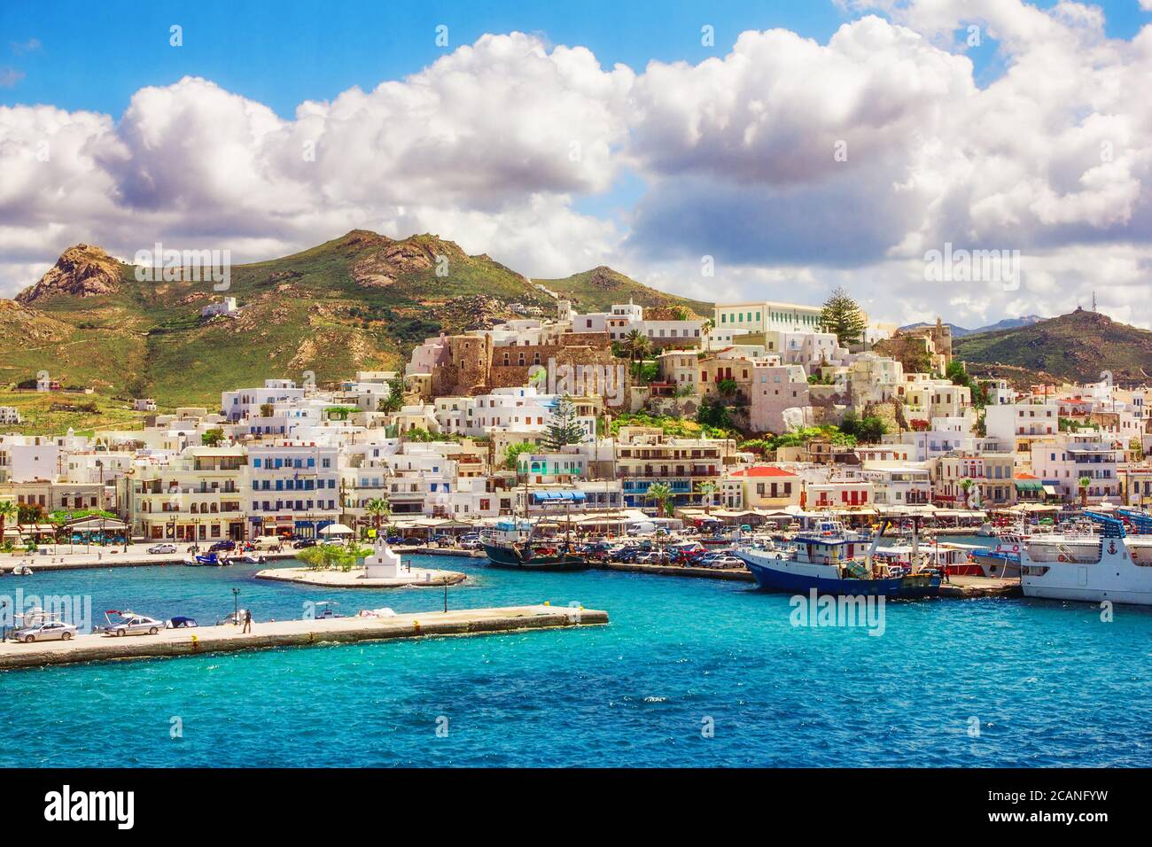 Port sur l'île de Naxos, Grèce Banque D'Images