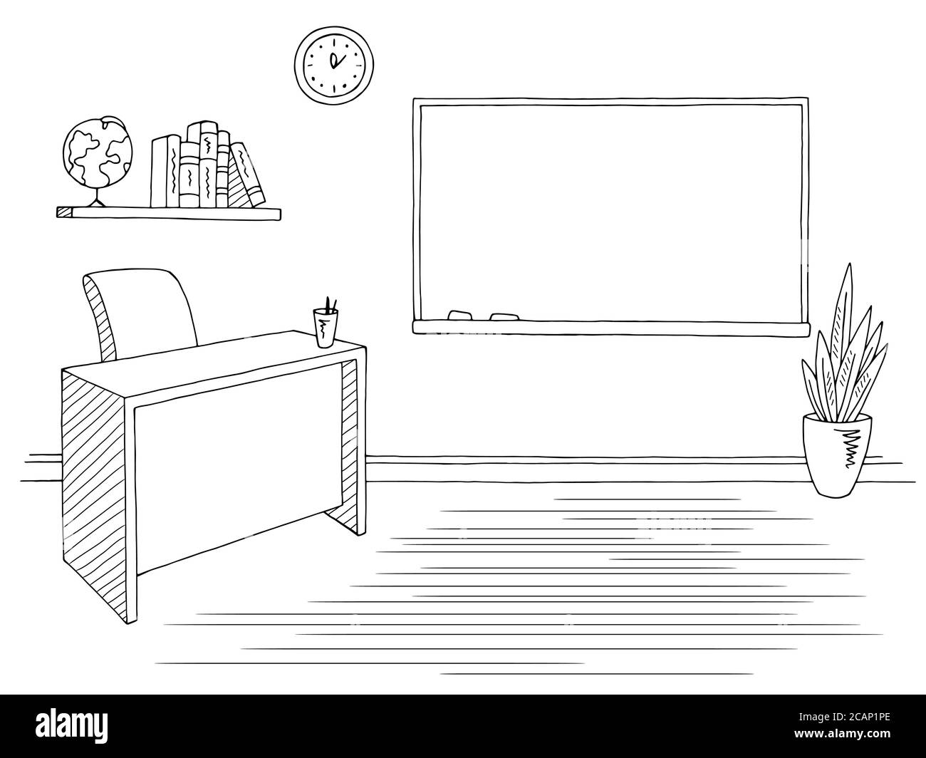 Schéma de la salle de classe noir blanc dessin d'intérieur vecteur d'illustration Illustration de Vecteur