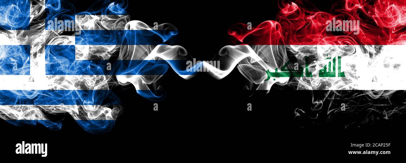 L'Iraq drapeau de fumée Banque D'Images