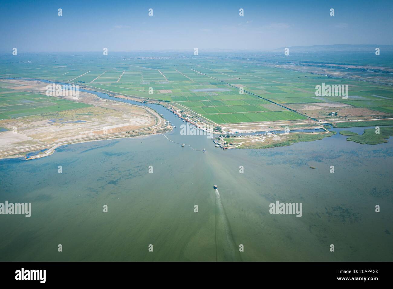 Pisciculture à Delta Aksiou près de Thessalonique, Grèce Banque D'Images