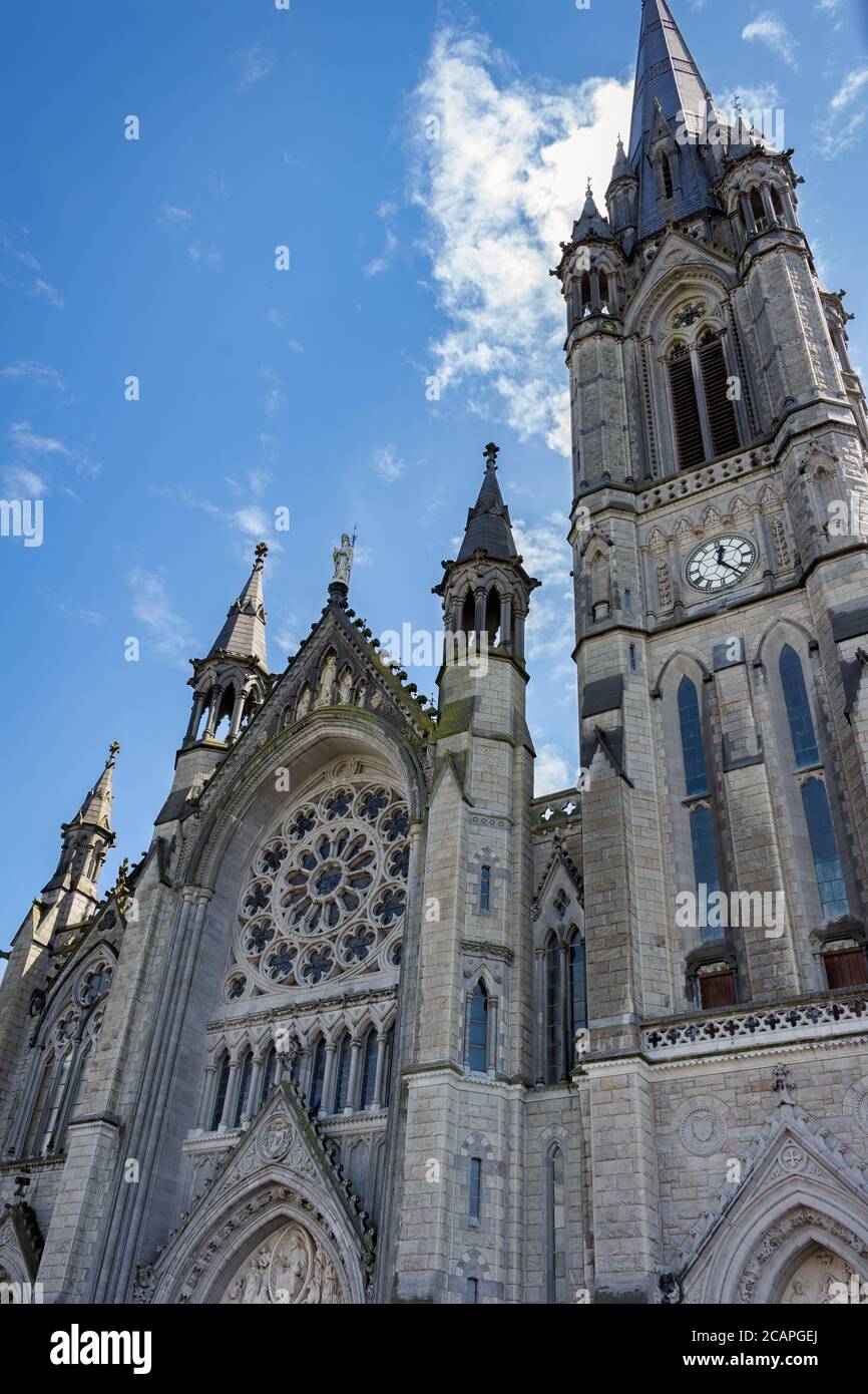 Vue sur le roséson et la tour de la cathédrale Saint-Colman, dans la ville de Cobh, en Irlande Banque D'Images