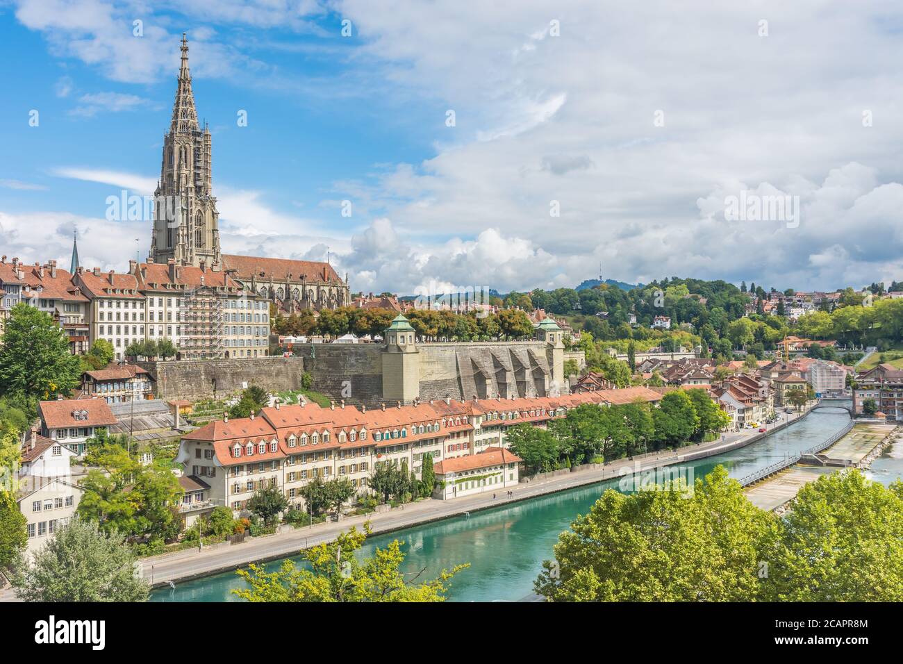 Berne Minster, la plus grande cathédrale de Suisse située dans la vieille ville de Berne Banque D'Images