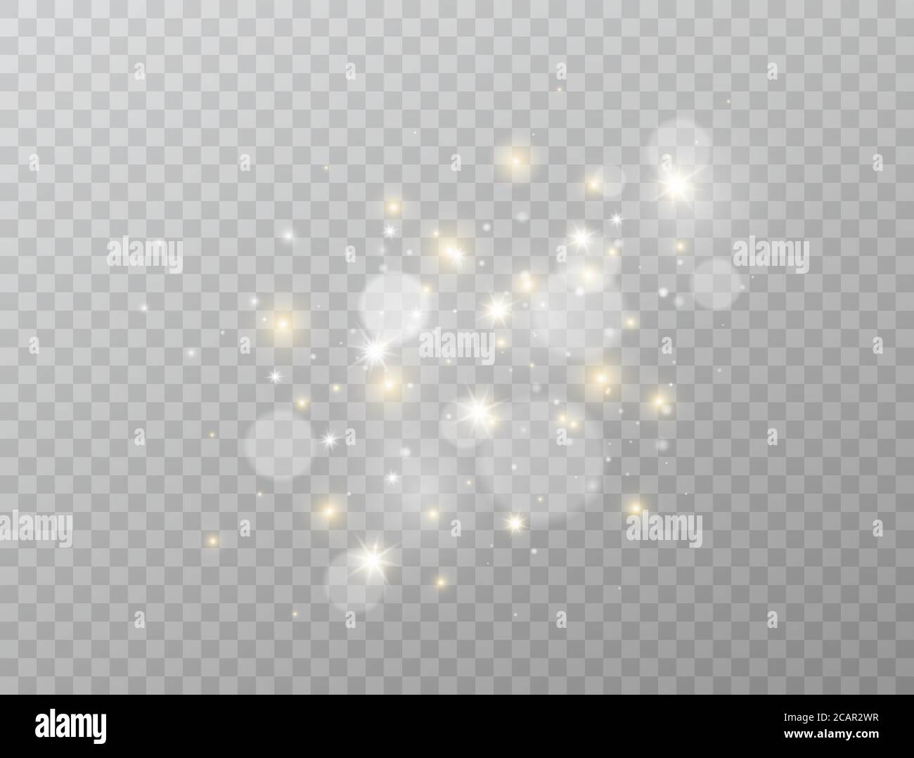 Effet lumineux brillant isolé sur fond transparent. Éclat d'étoiles avec des sparkles blancs et dorés. Particules de poussière scintillantes Magic. Éclat brillant. Vecteur Illustration de Vecteur