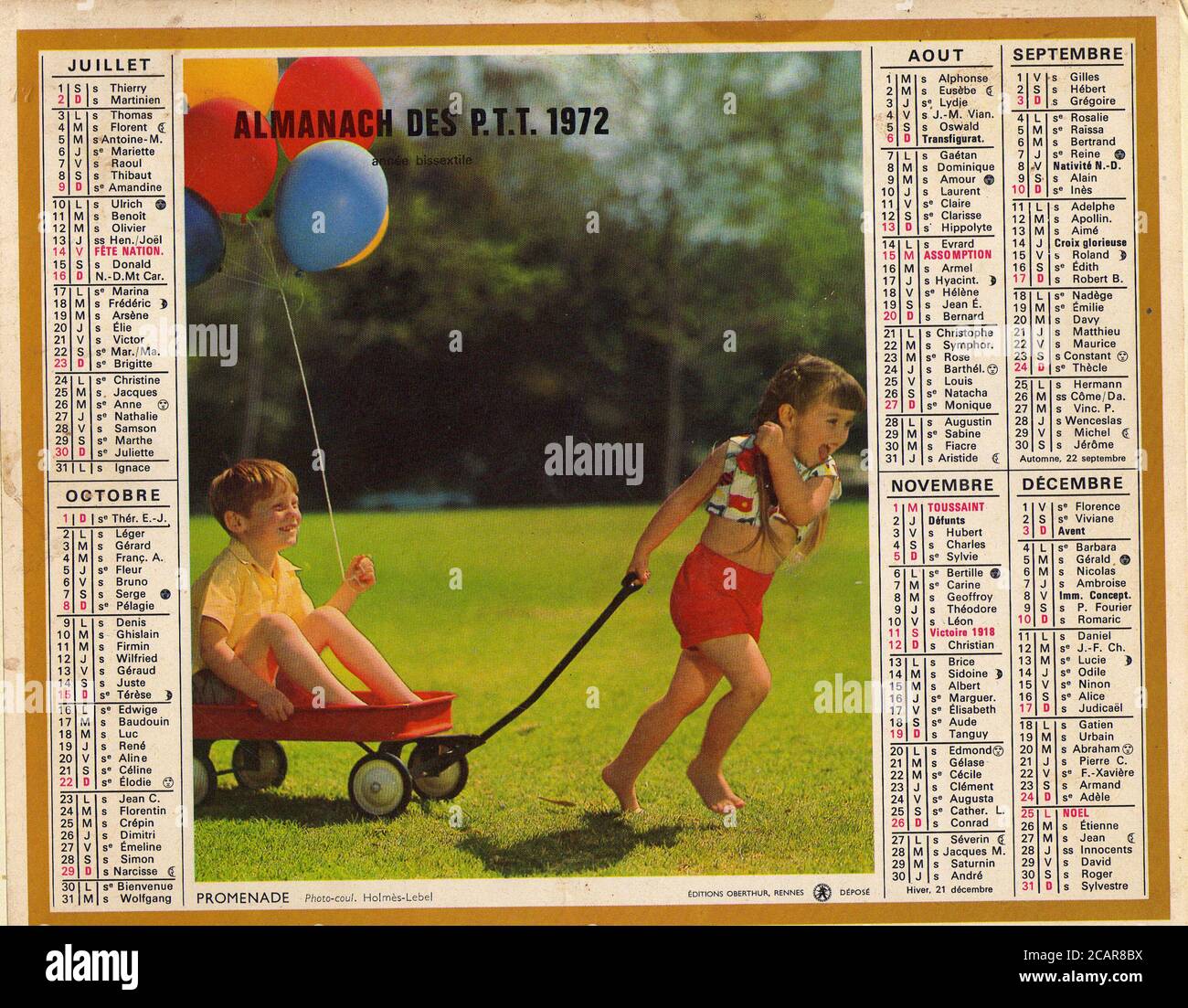 Almanach des postes 1972 jeux et promenade Banque D'Images
