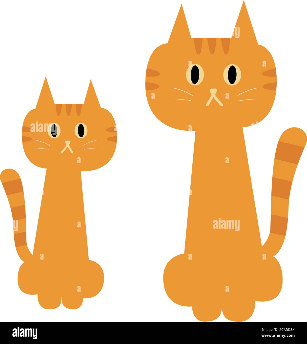 Parent et enfant de chats tabby. Illustration vectorielle isolée sur fond blanc. Illustration de Vecteur