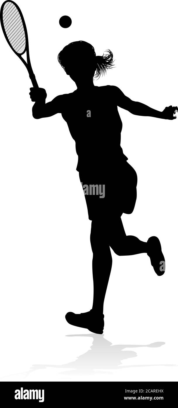 Tennis Player Woman Sport Person Silhouette Illustration de Vecteur