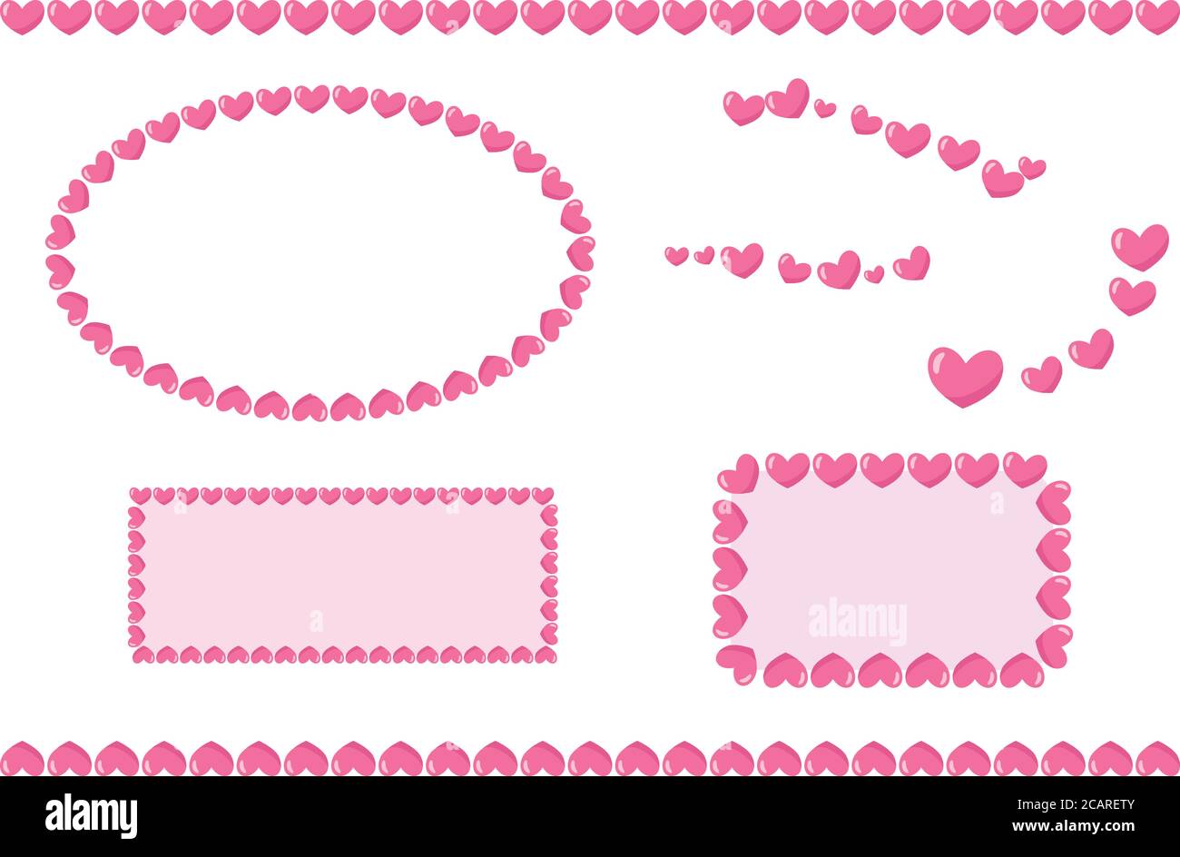 Ensemble de cadres roses en forme de cœur. Illustration vectorielle isolée sur fond blanc. Illustration de Vecteur