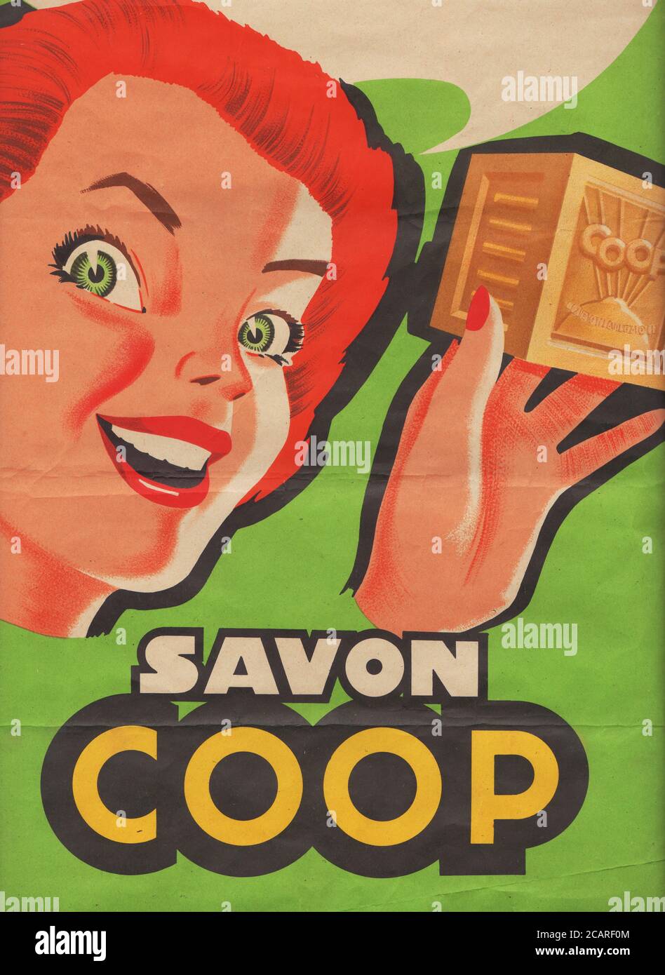Affiche savon COOP, vers 1950 Banque D'Images