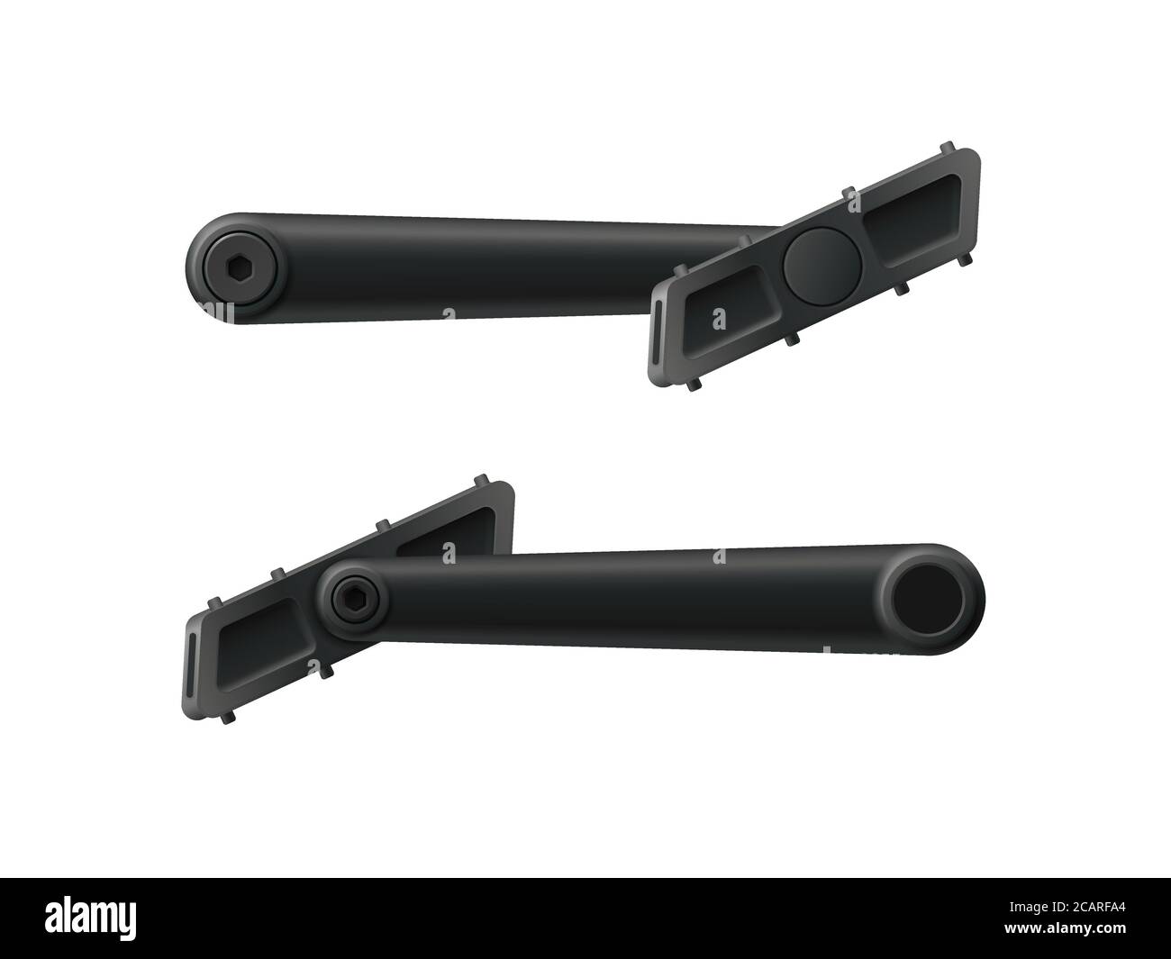 Pédaliers noirs, pédales et vis de fixation vélo BMX. Illustration vectorielle des pièces de vélo Illustration de Vecteur