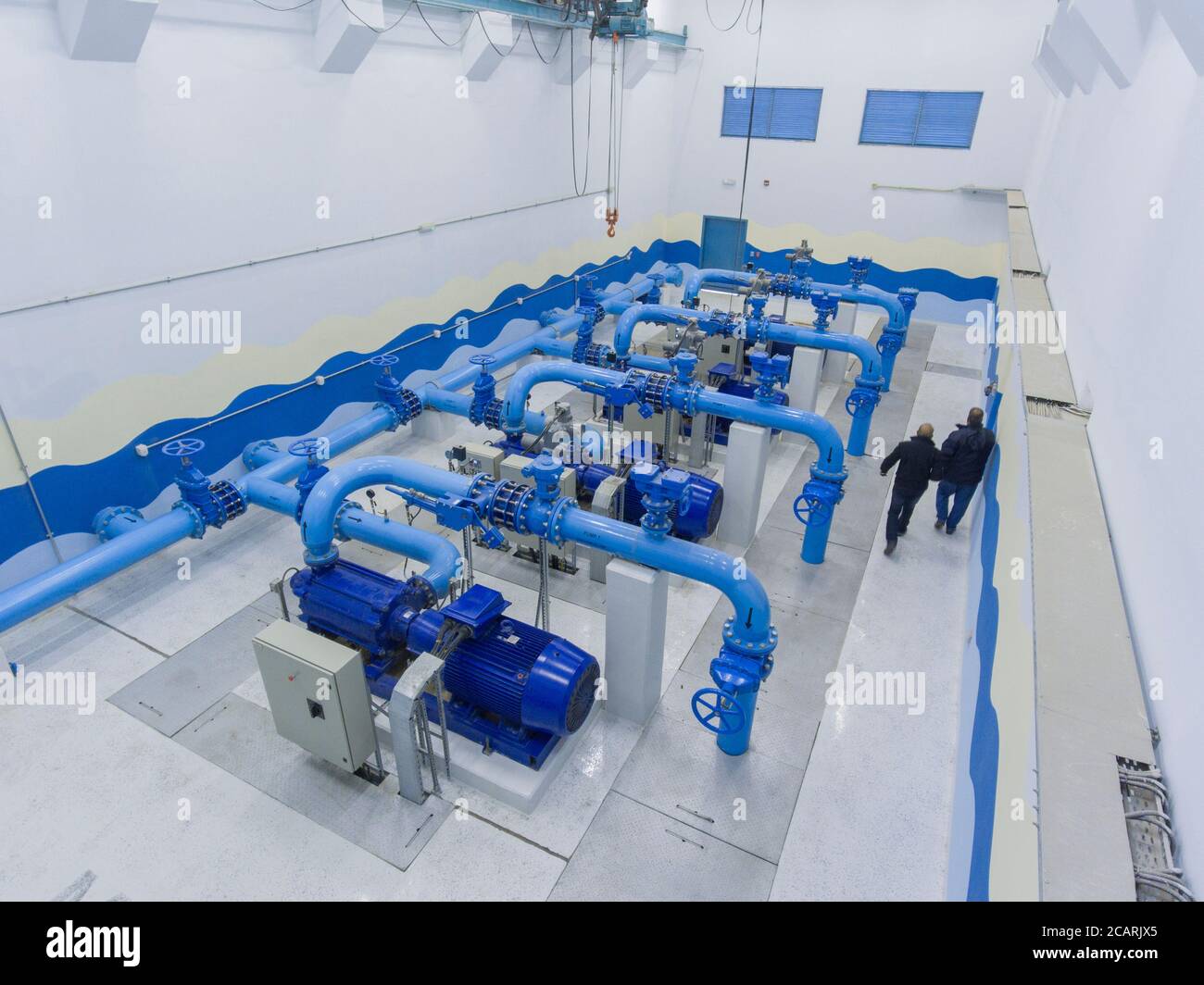 La station de pompage de Basateen à Zarqa, en Jordanie, a aidé les résidents à mettre en place un réseau accru d'eau et d'eaux usées à Zarqa et dans la ville voisine d'Amman. Banque D'Images