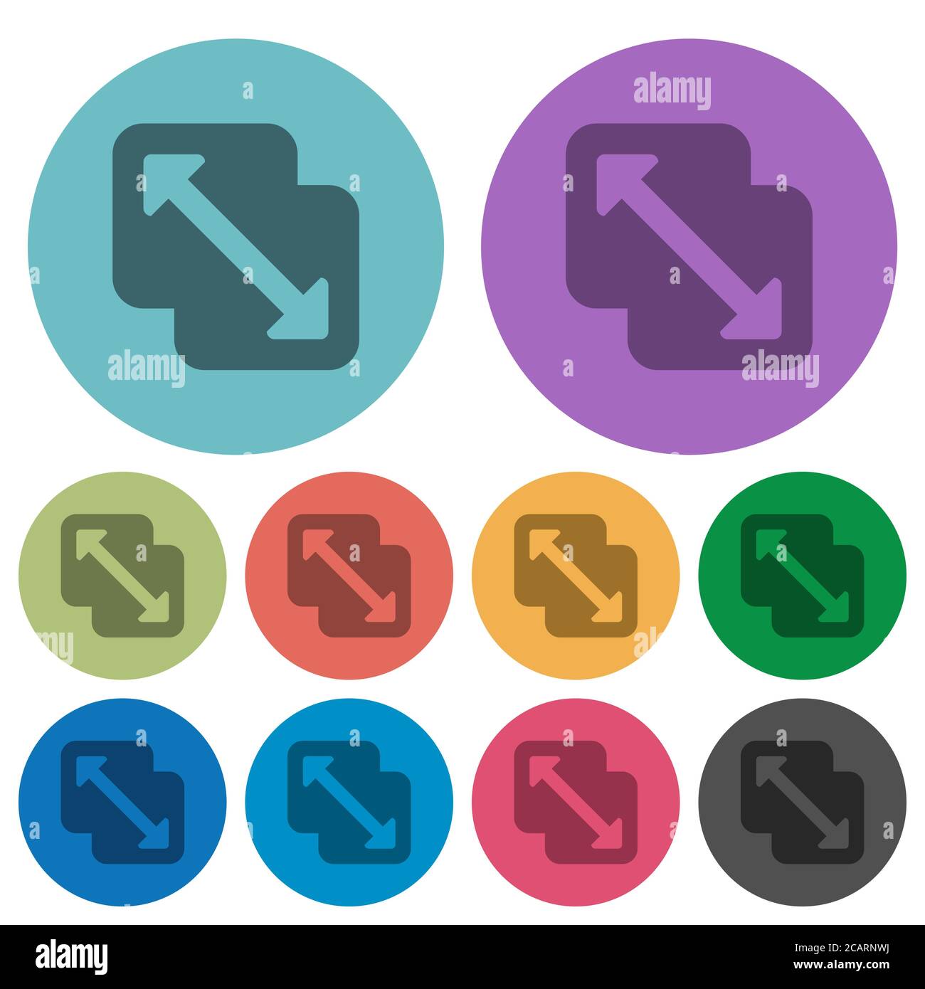 Fusionner les formes icônes plates plus sombres sur un arrière-plan rond en couleur Illustration de Vecteur