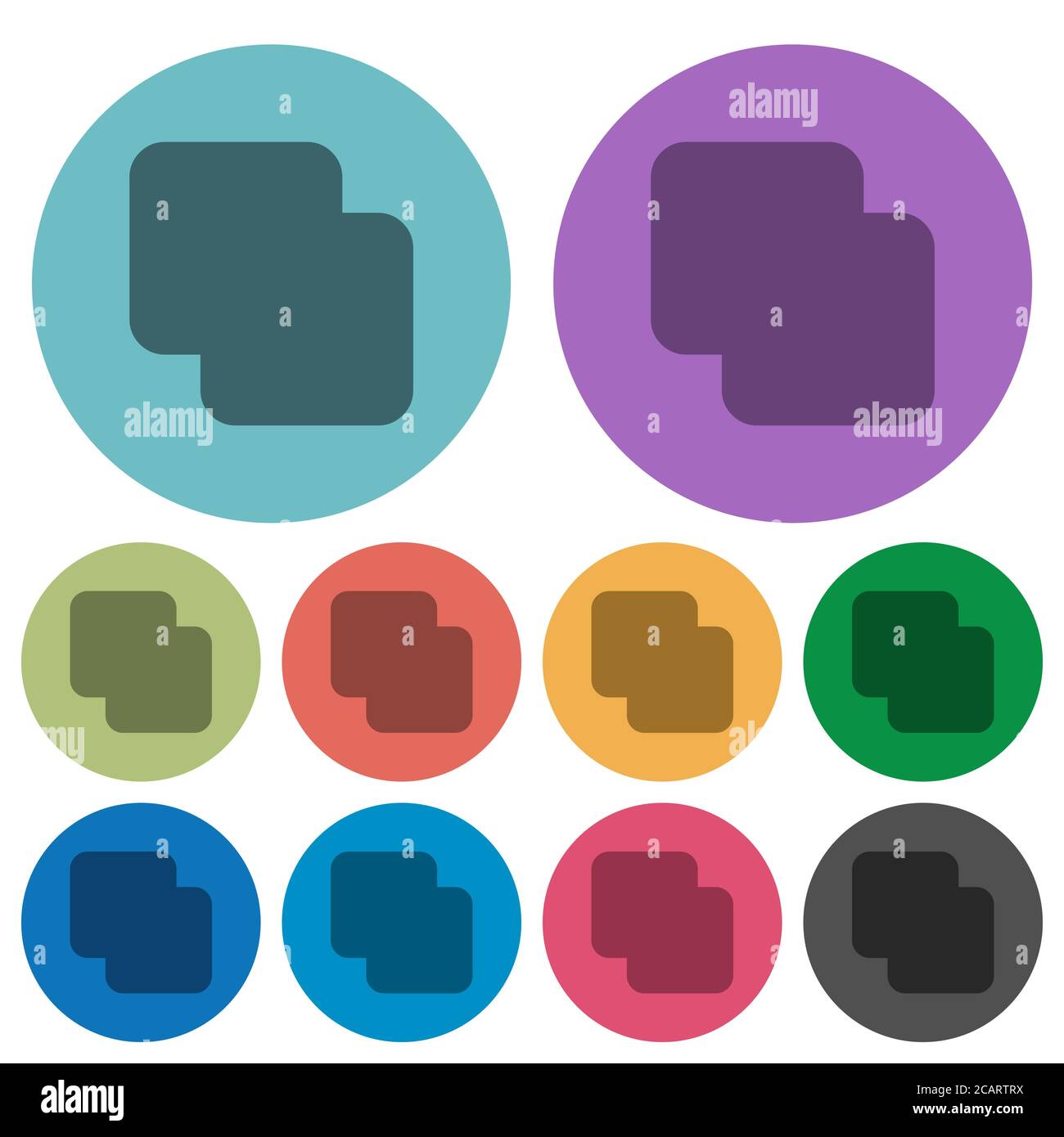 Ajoutez des formes icônes plates plus sombres sur un arrière-plan rond en couleur Illustration de Vecteur