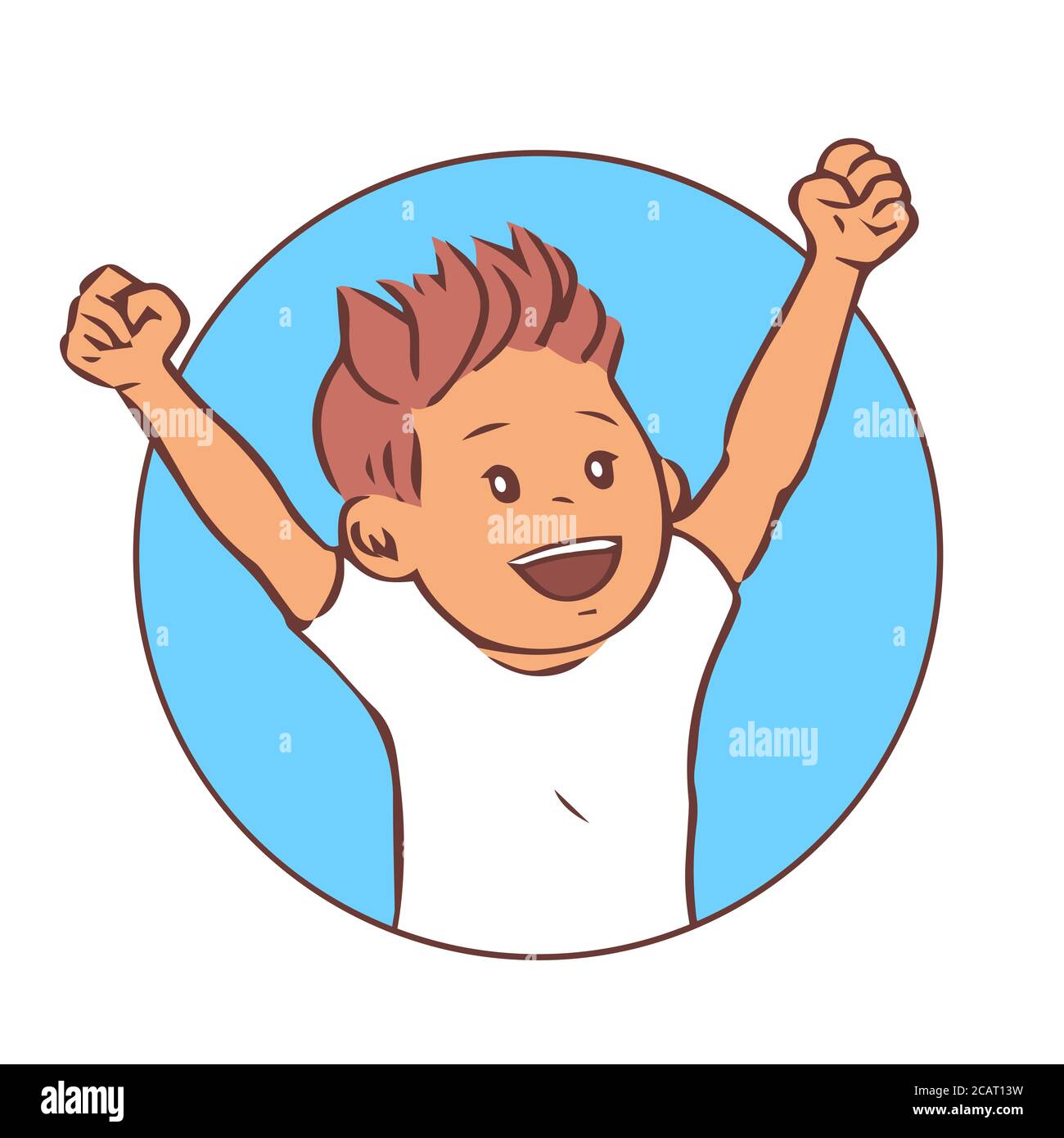 Un Petit Garcon Tres Joyeux Personnage Enfant De Dessin Anime Illustration Vectorielle Isolee Avec Contour Image Vectorielle Stock Alamy