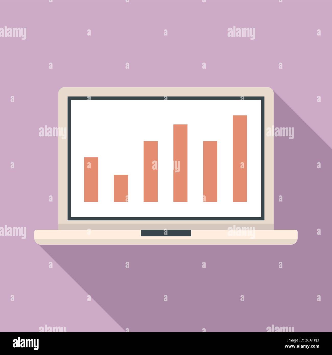 Icône graphique du taux de conversion de l'ordinateur portable. Illustration plate de l'icône vectorielle du graphique de taux de conversion pour ordinateur portable pour la conception Web Illustration de Vecteur