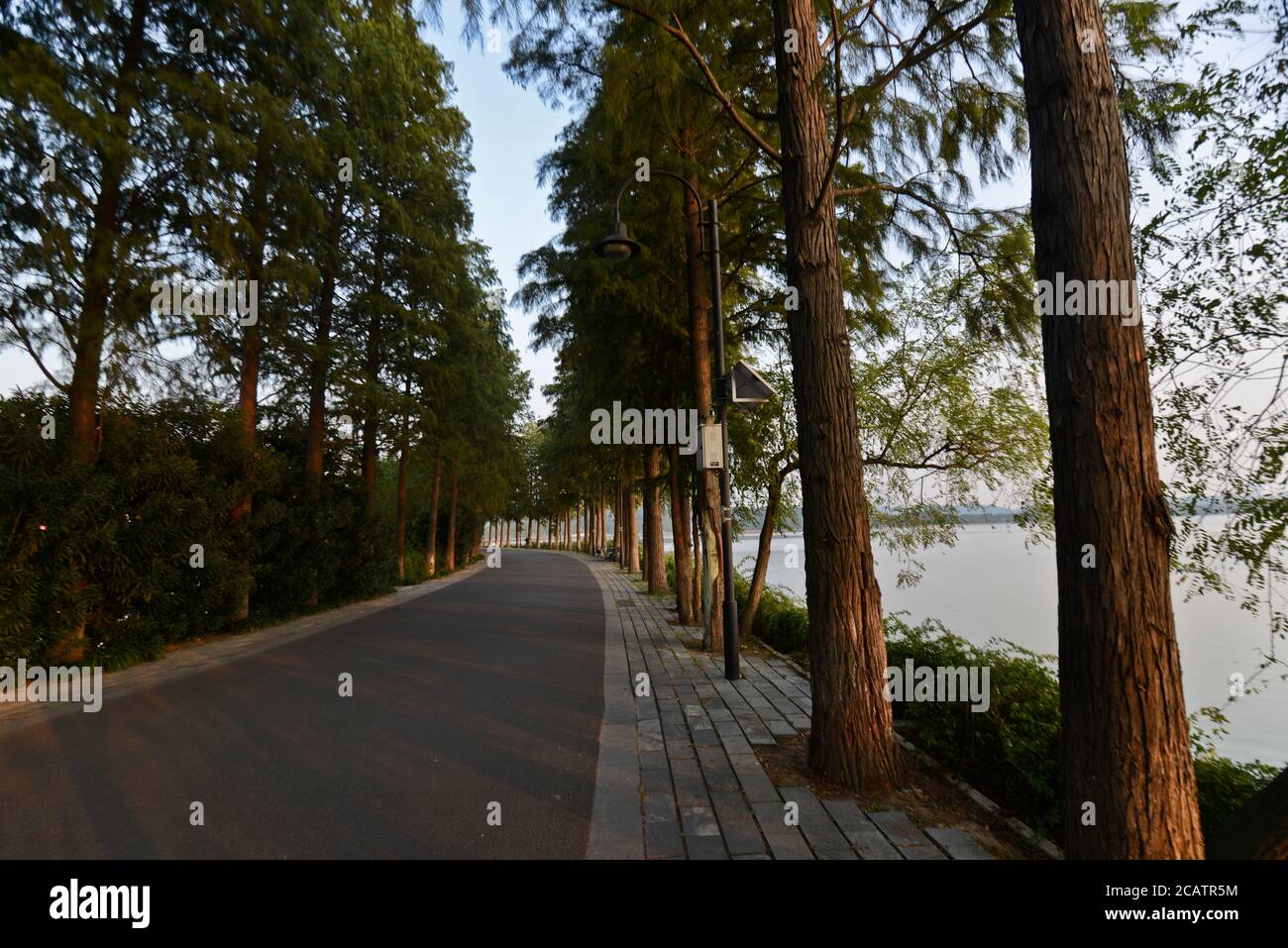 Causeeways à East Lake, Wuhan, Chine Banque D'Images