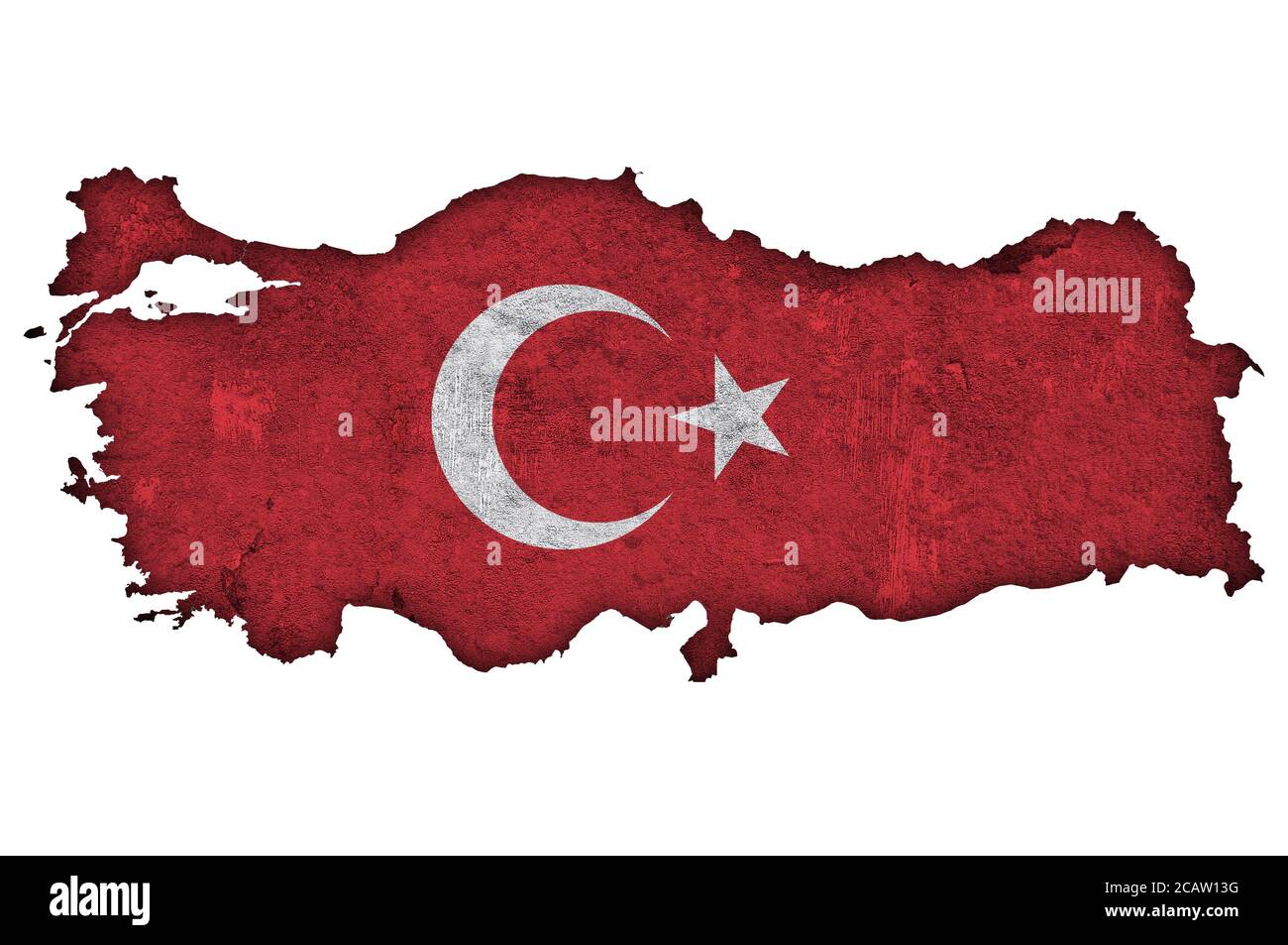 Carte et drapeau de la Turquie sur le béton abîmé Banque D'Images