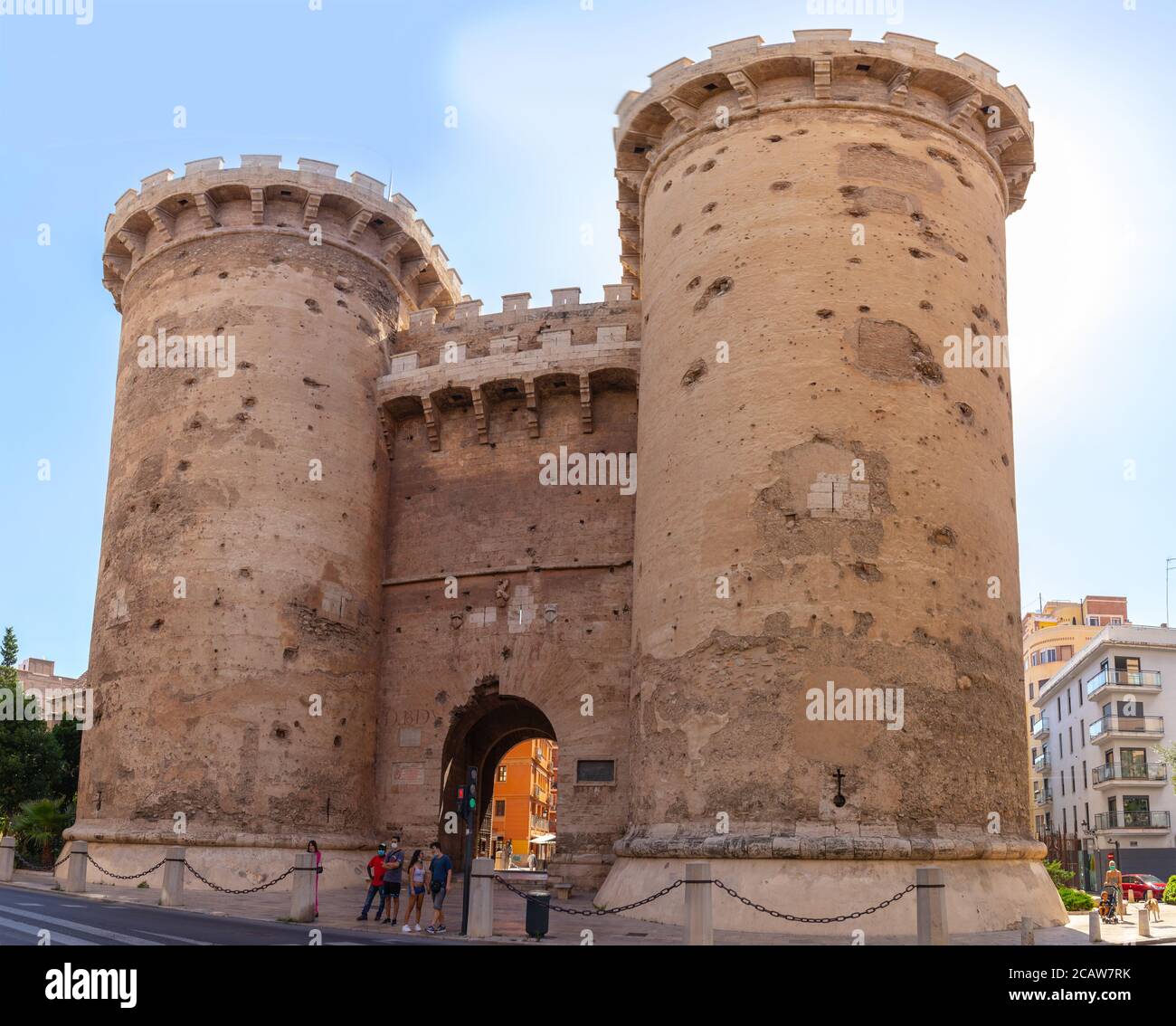 Torres de quart ou Puerta de quart deux portes fortifiées du mur médiéval de Valence Banque D'Images