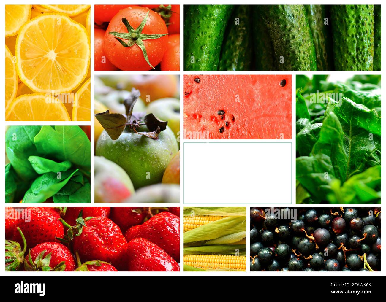 Collage alimentaire. Fruits et légumes. Nourriture végétarienne saine. Espace libre pour le texte. Couverture du menu, assortiment. Banque D'Images