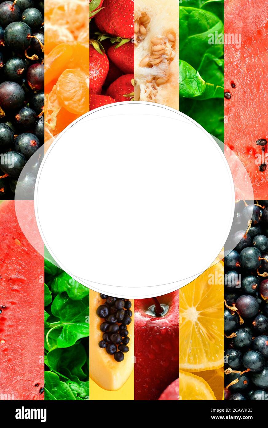 Collage alimentaire. Fruits et légumes. Nourriture végétarienne saine. Espace libre pour le texte. Couverture du menu, assortiment. Banque D'Images