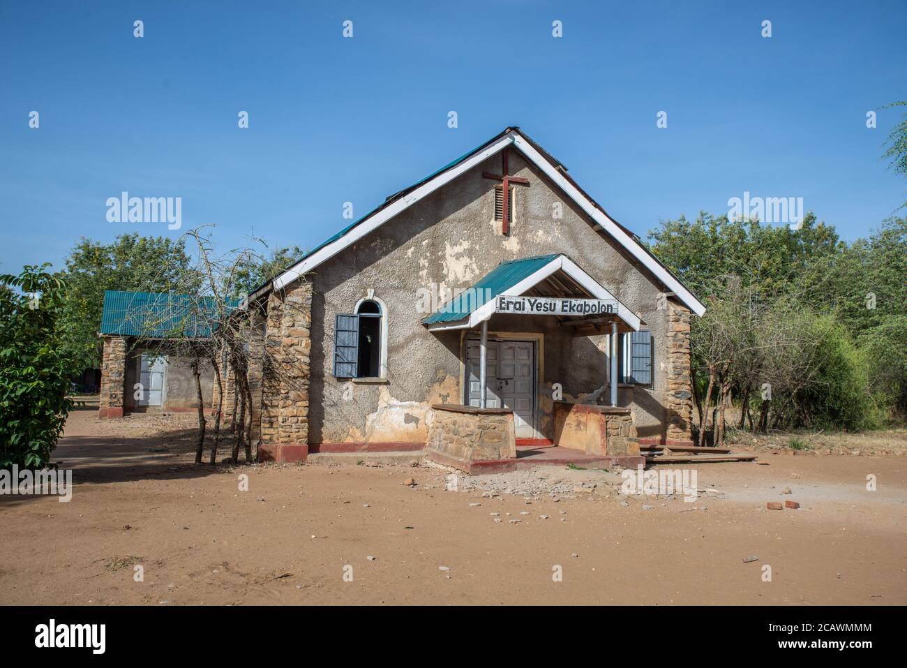 Une église catholique chrétienne dans la campagne, district de Moroto, Ouganda Banque D'Images