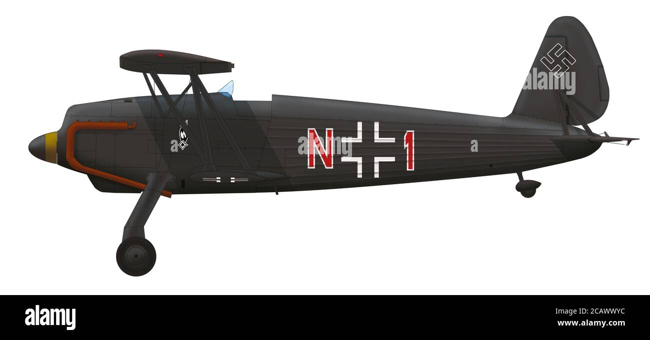 Arado AR 68F-1 du vol 10.(N)/JG 72 de la Luftwaffe, aérodrome d'Oedheim-Heilbronn, septembre 1939 Banque D'Images