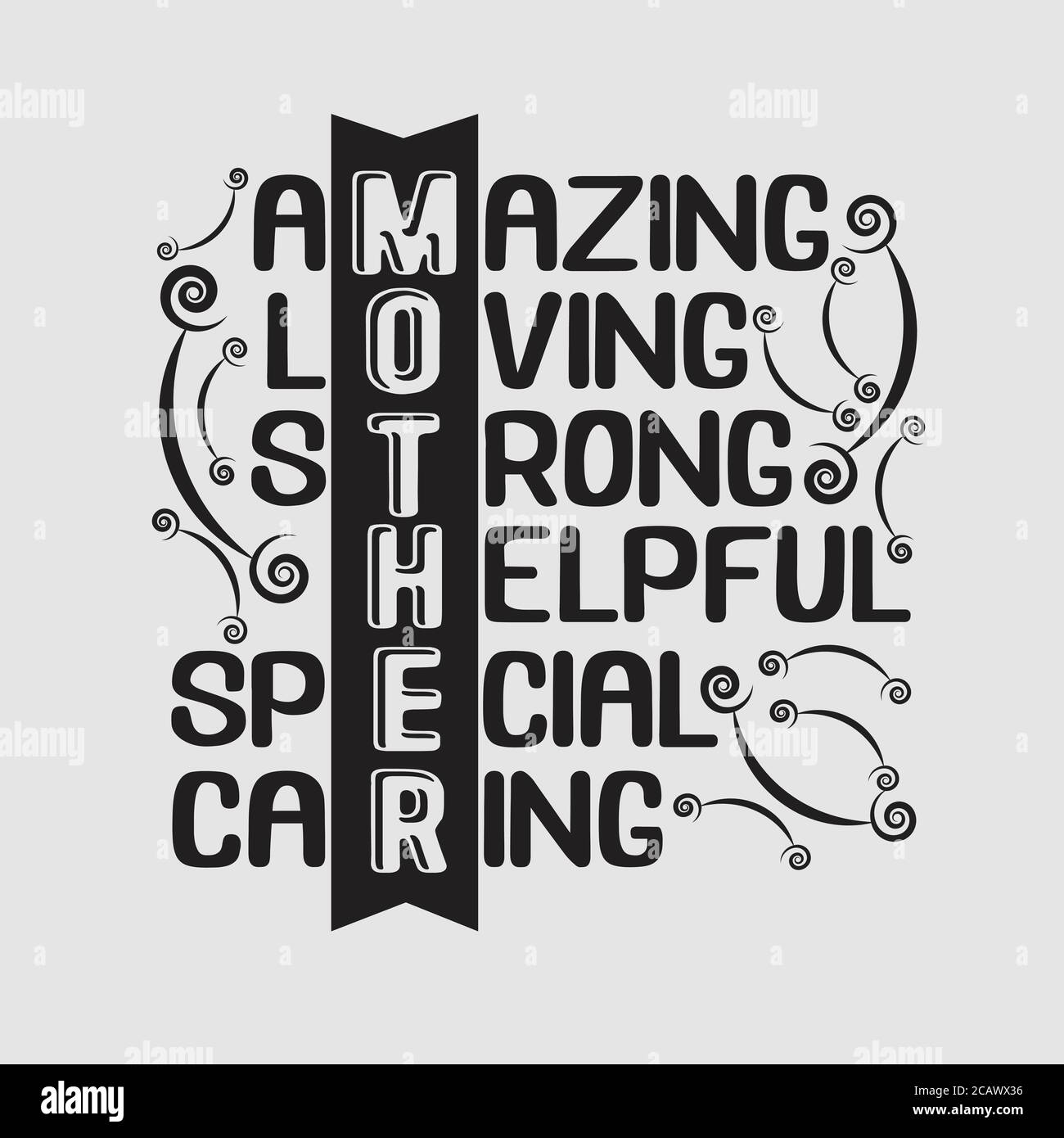 Mère Quote bonne pour l'affiche. Incroyable aimant fort utile Caring spécial. Illustration de Vecteur