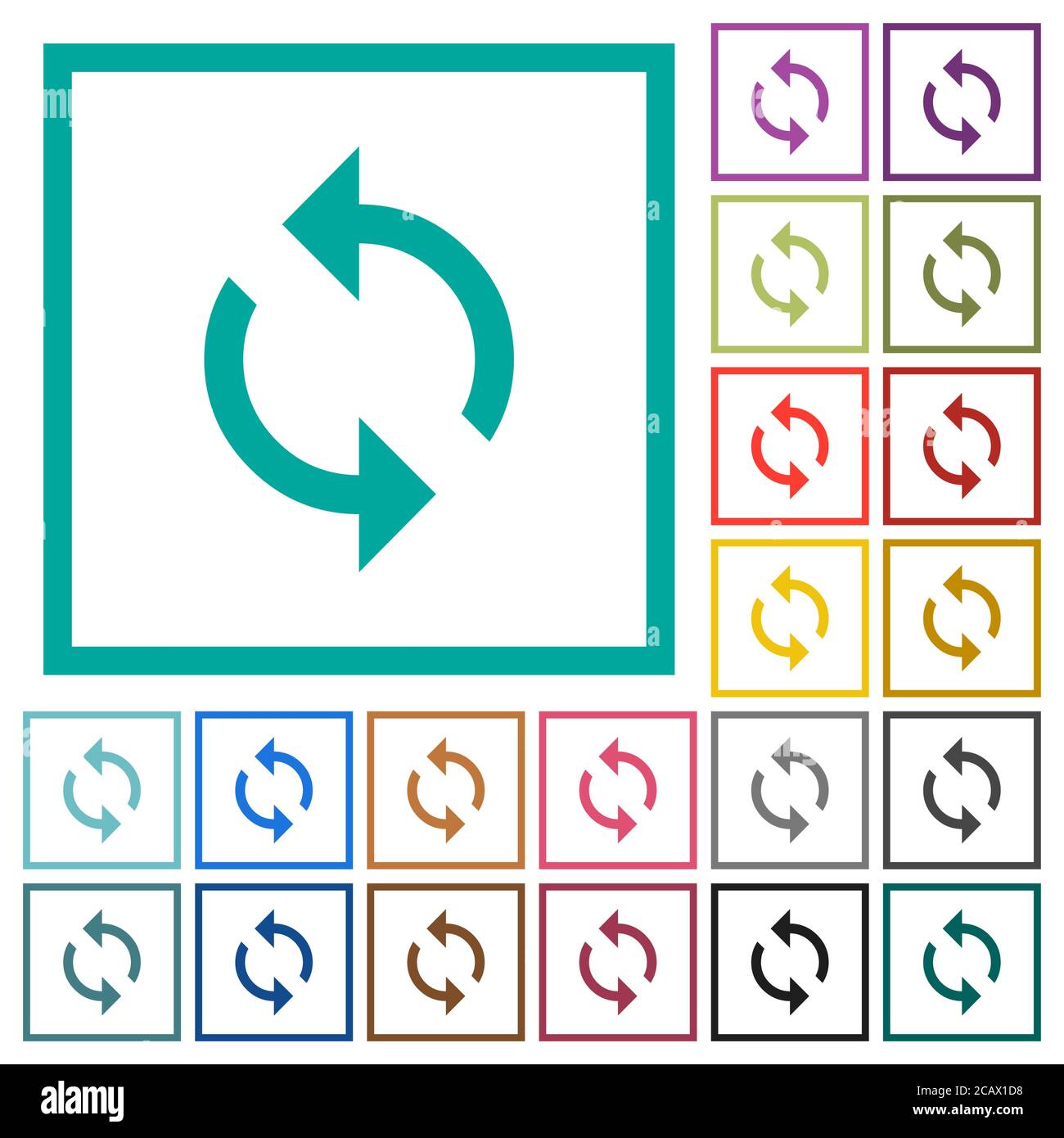 Icônes de couleur plate en boucle avec cadres quadrants sur fond blanc Illustration de Vecteur