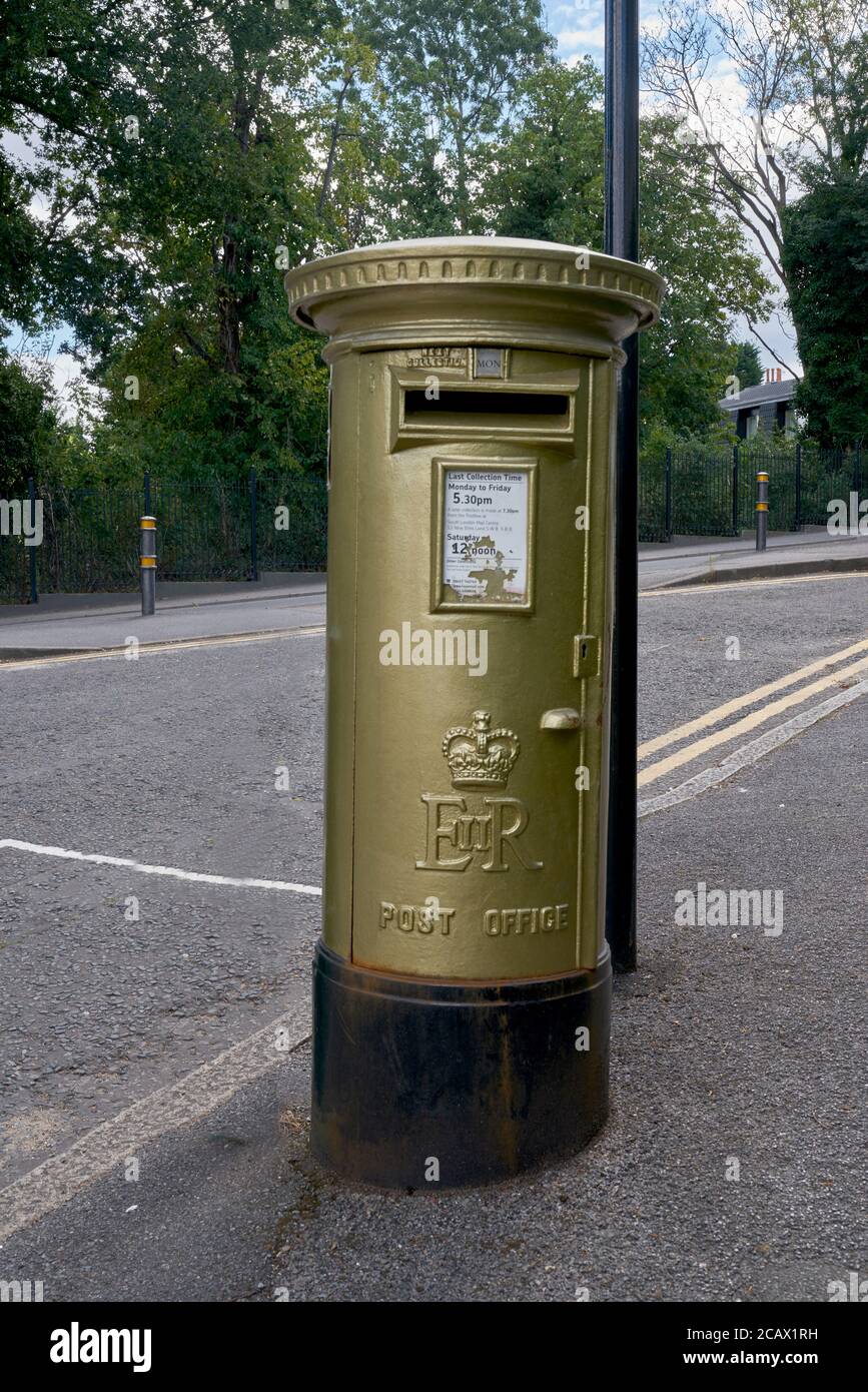 Boîte postale en or pour Andy Murray à Wimbledon Banque D'Images