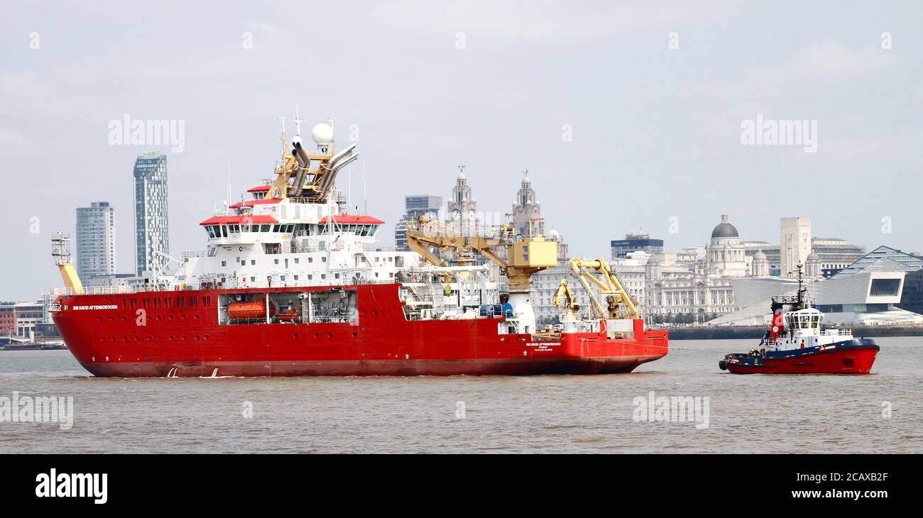 RSS Sir David Attenborough traverse River Mersey pour la première fois crédit Ian FairBrother/Alamy stock photos Banque D'Images