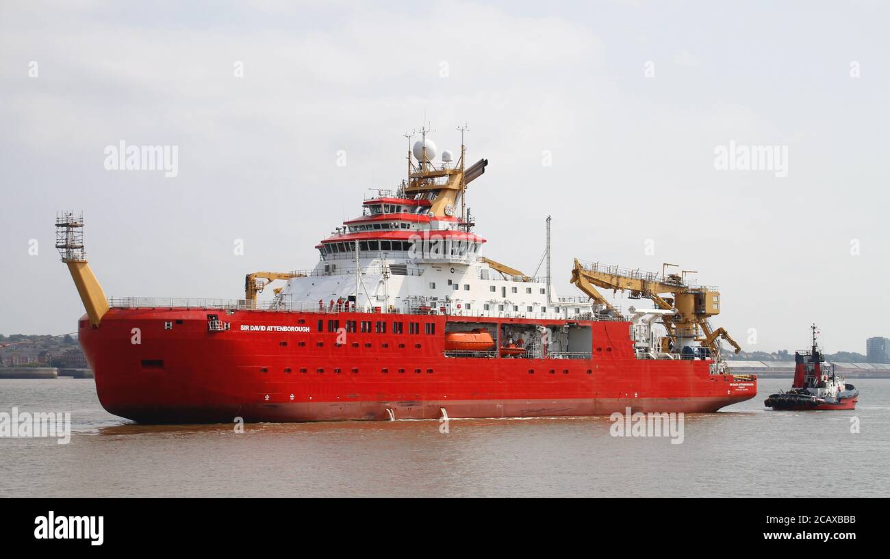 RSS Sir David Attenborough traverse River Mersey pour la première fois crédit Ian FairBrother/Alamy stock photos Banque D'Images