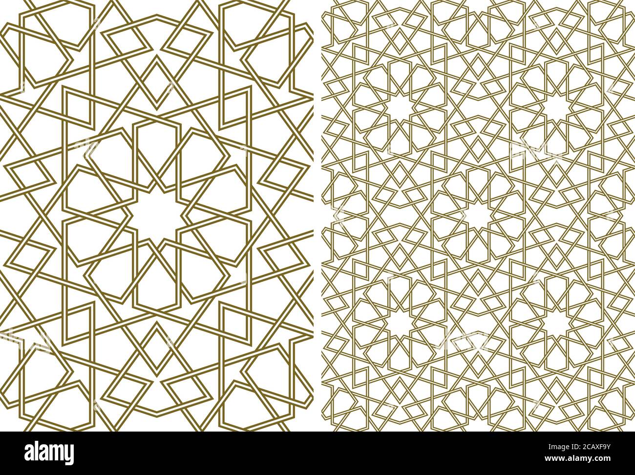 Décoration géométrique sans couture basée sur l'art islamique traditionnel.lignes de couleur marron.définir un motif simple et un motif 2x2.lignes de cime épaisses. Illustration de Vecteur