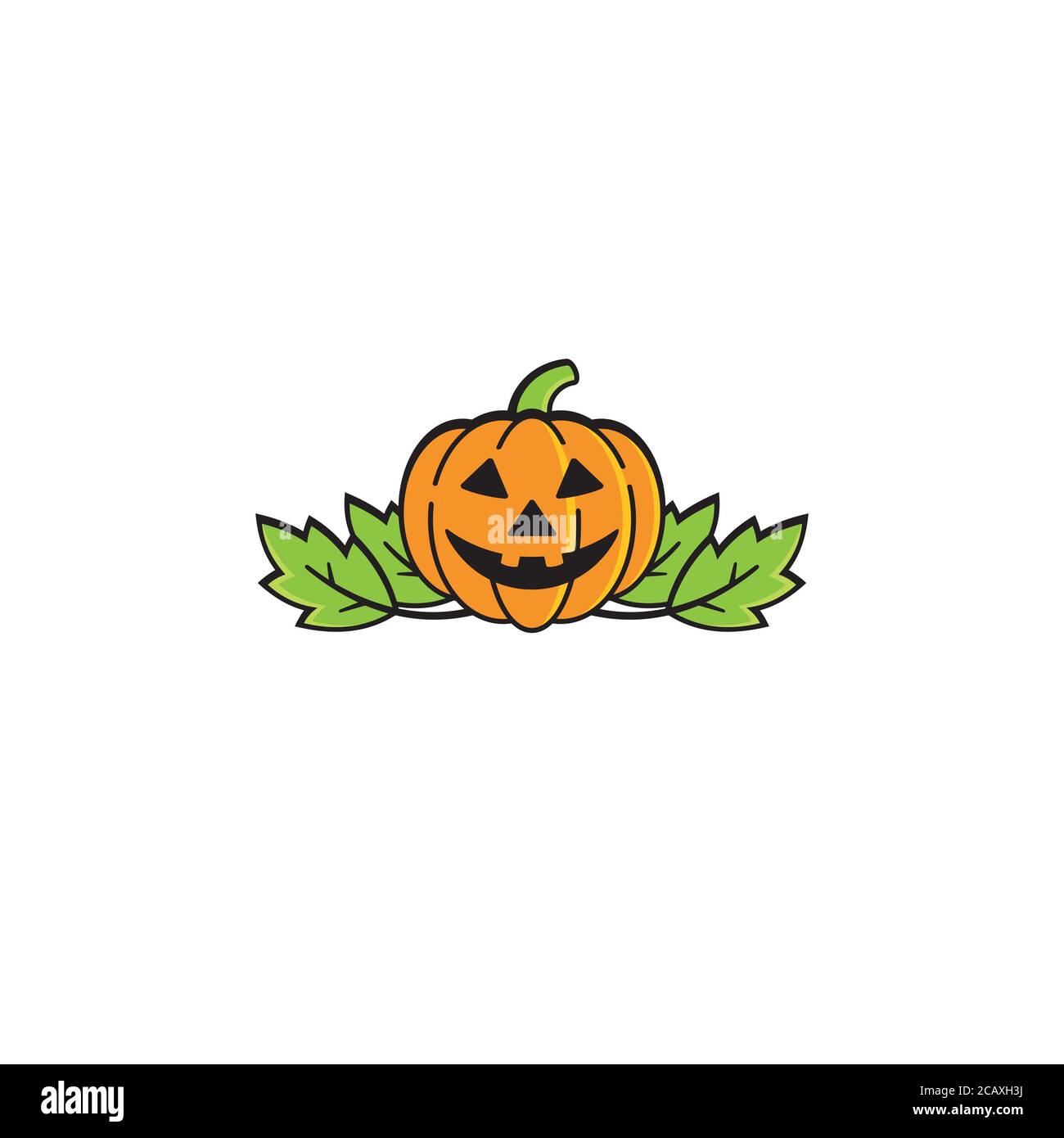 Logo/icône citrouille et feuilles Illustration de Vecteur