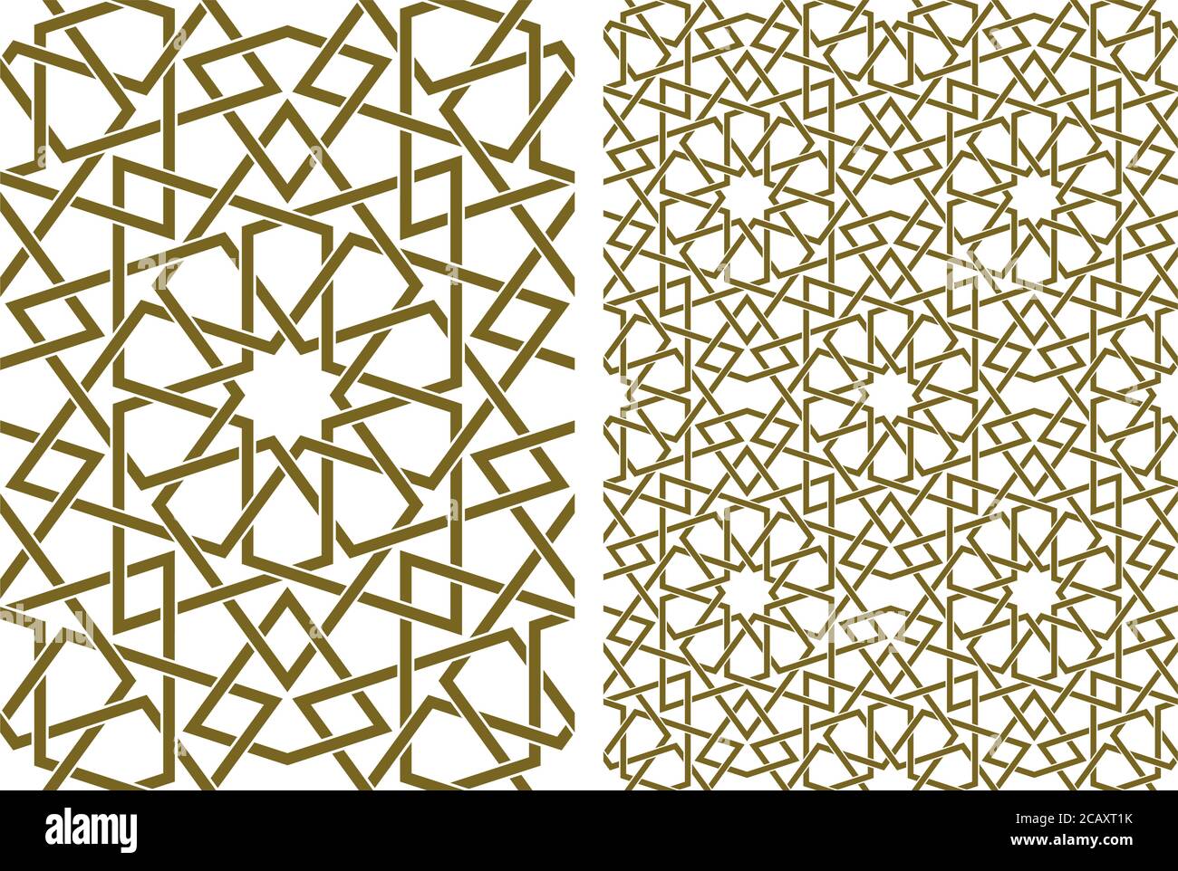 Décoration géométrique sans couture basée sur l'art islamique traditionnel.lignes de couleur marron.définir un motif simple et un motif 2x2.lignes de cime épaisses. Illustration de Vecteur