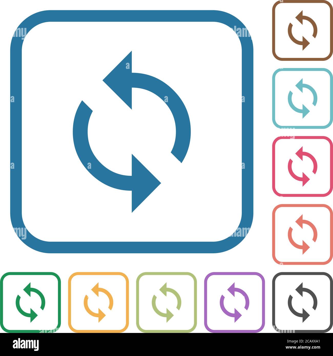 Boucle de programmation icônes simples dans des cadres carrés de couleur arrondie sur fond blanc Illustration de Vecteur