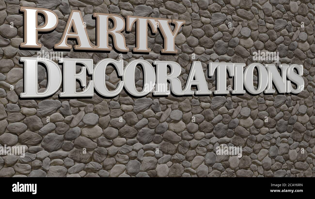 décorations de fête sur un mur texturé. Illustration 3D. Arrière-plan et célébration Banque D'Images