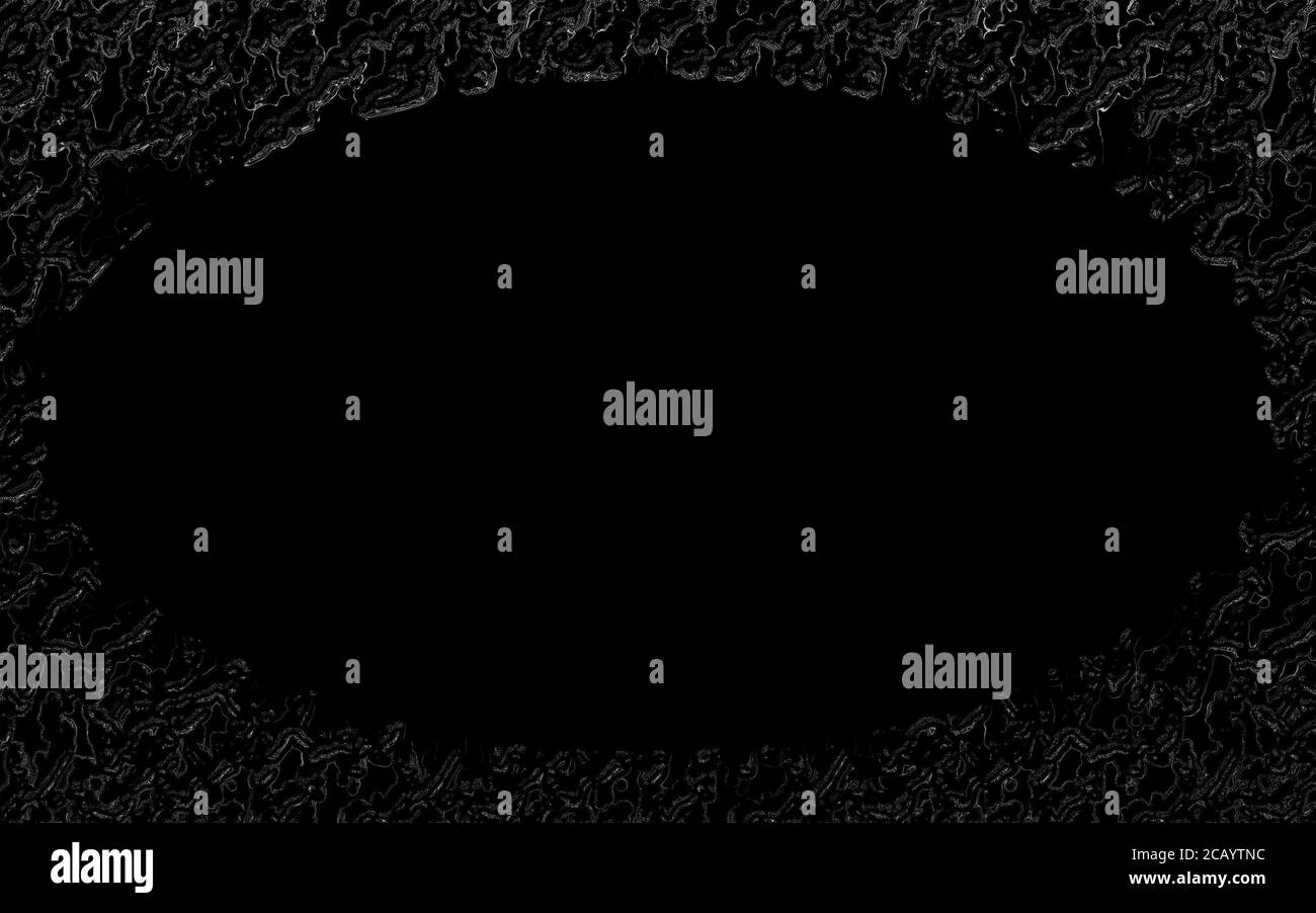 Papier peint ovale, graphique d'arrière-plan en noir, encadré par une bordure en cristal de glace, zone vide avec espace pour ajouter du texte, de la copie, de l'image Banque D'Images