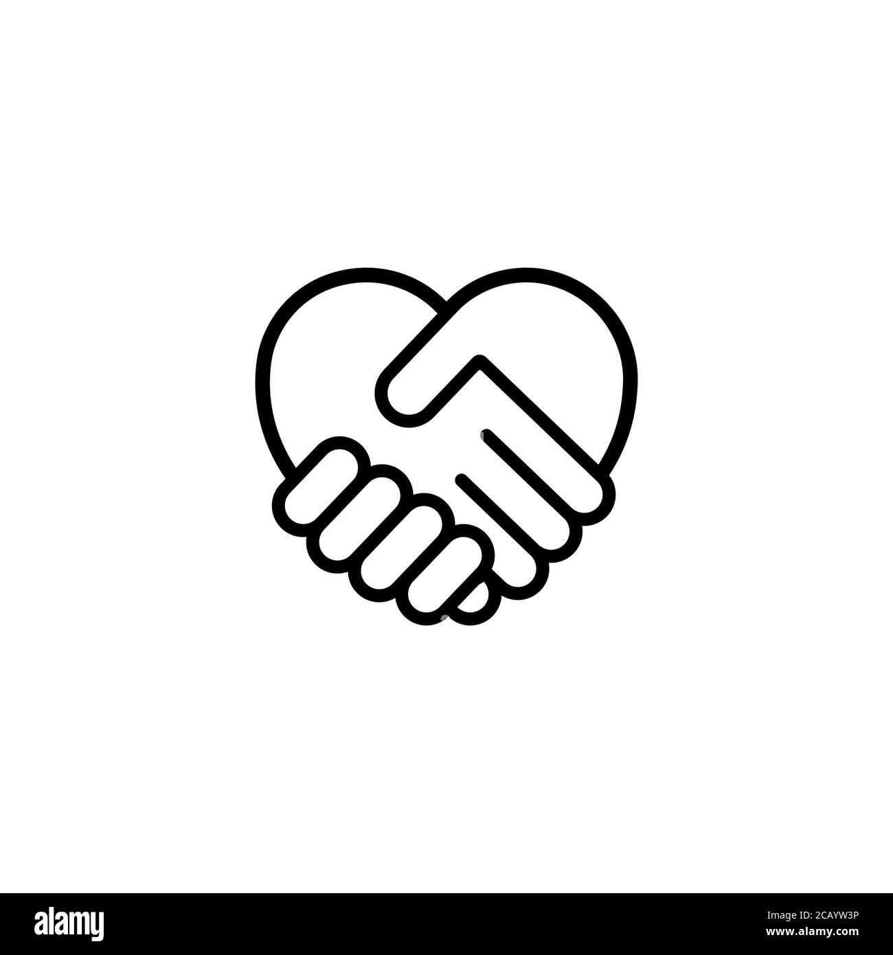 Icône en forme de cœur. Poignée de main. Journée d