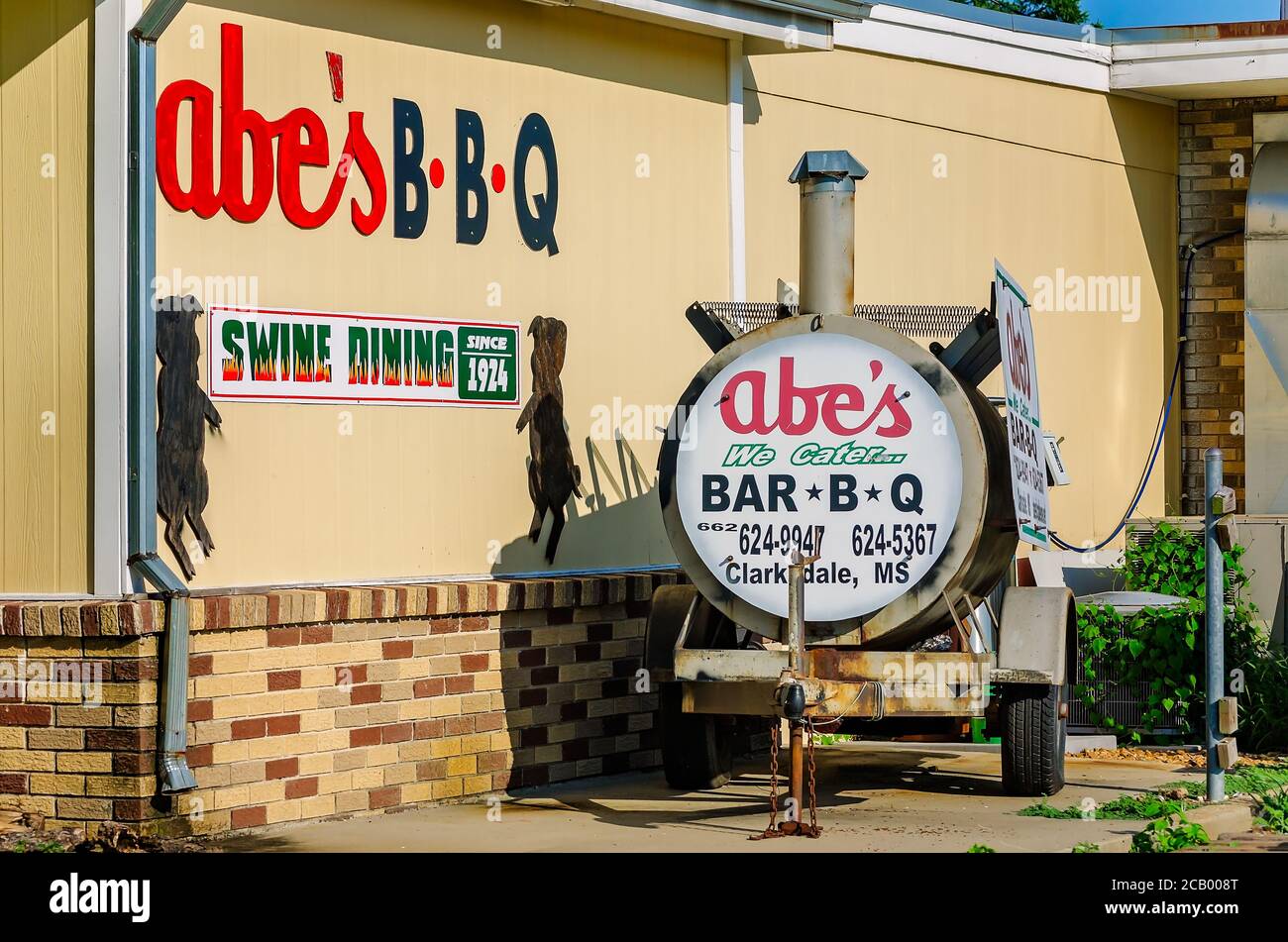 Le barbecue d’Abe est en photo, le 8 août 2016, à Clarksdale, Mississippi. Le restaurant a ouvert ses portes en 1924. Banque D'Images